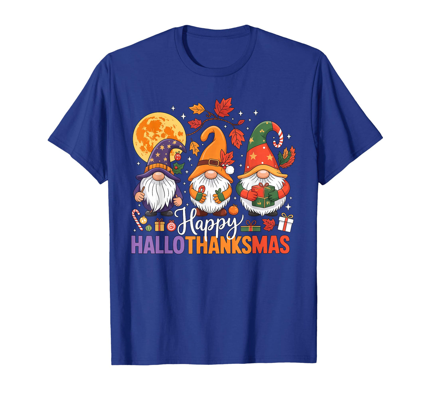 Halloween Thanksgiving Christmas Happy HalloThanksMas Gnomes T-Shirt