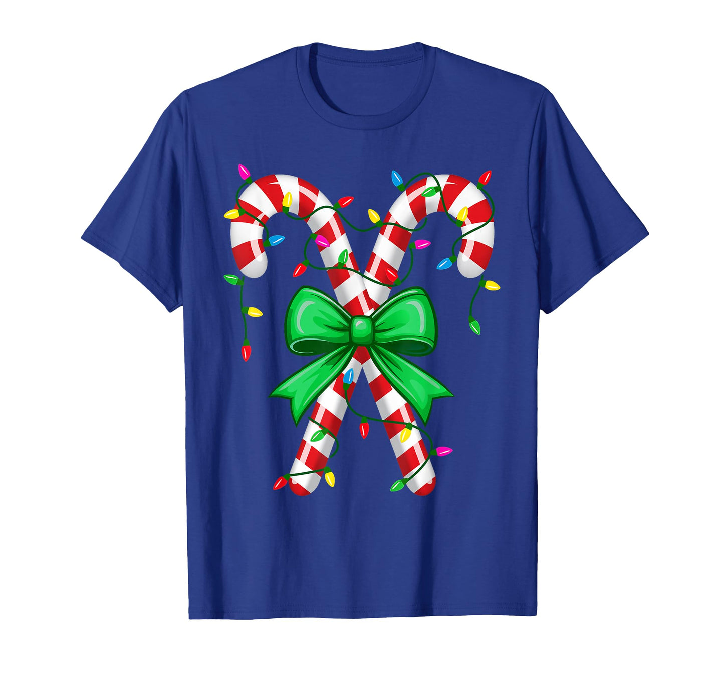 Candy Cane Bow Light Xmas Matching Pajamas Cute Christmas T-Shirt