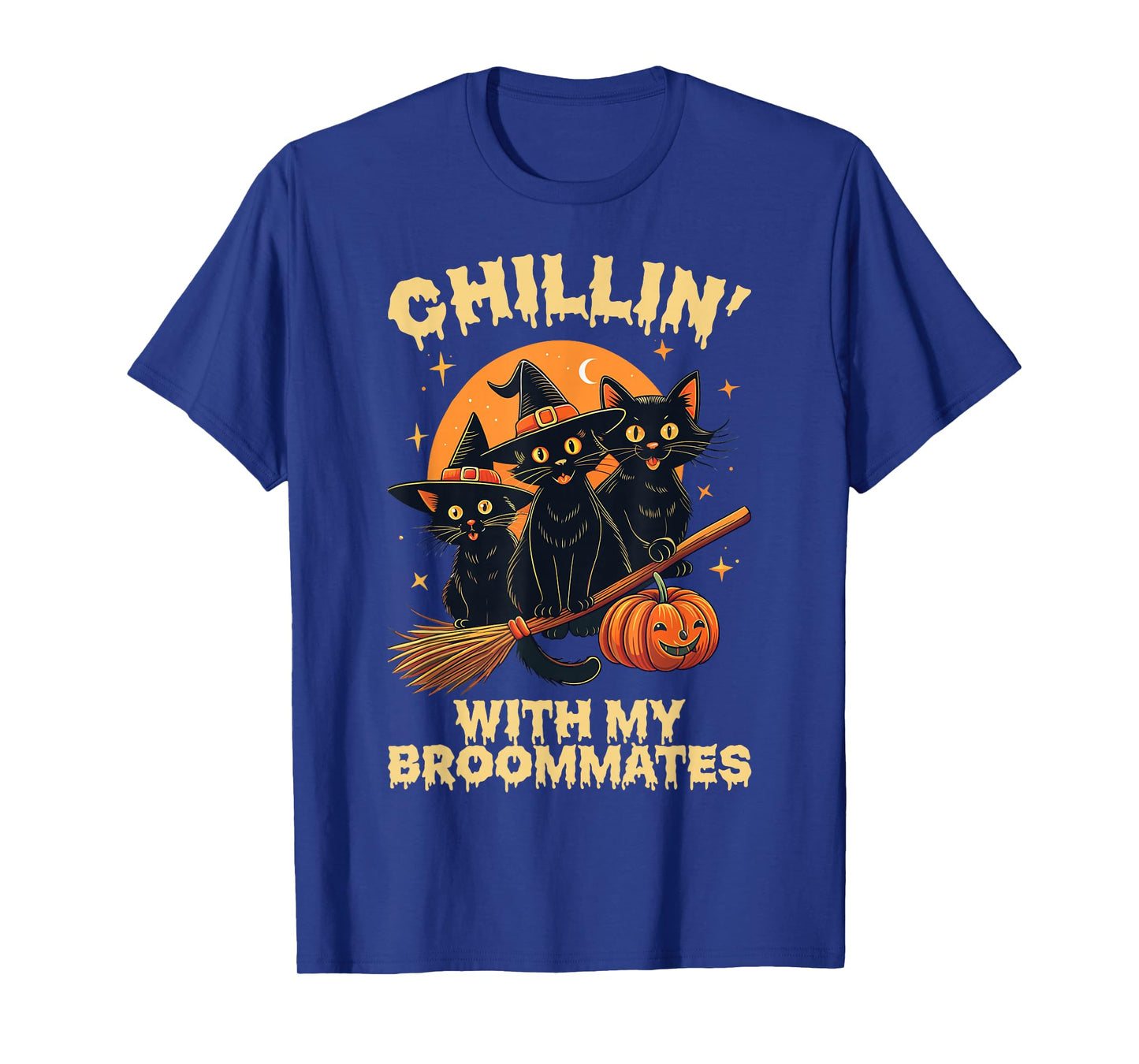 Chillin’ with My Broommates Funny Halloween Cat Mom T-Shirt