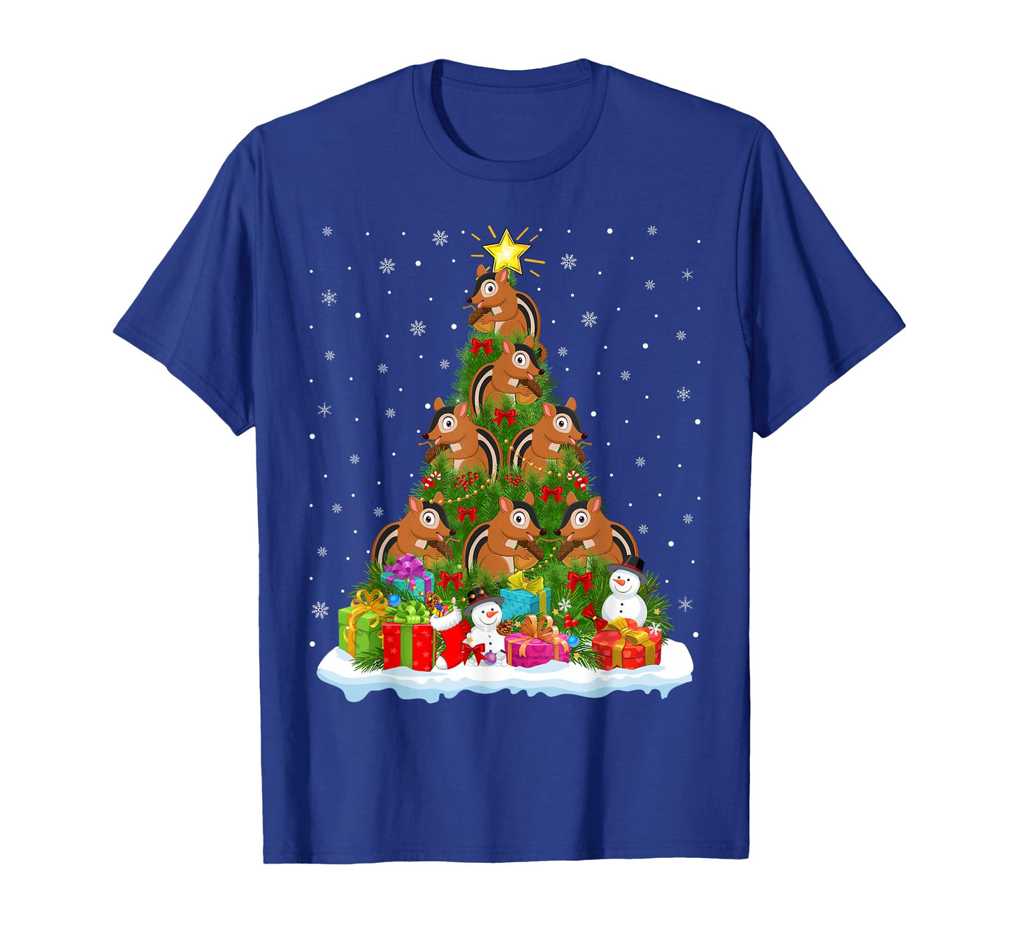 Chipmunk Christmas Tree Holiday Decor Funny Xmas Lights T-Shirt