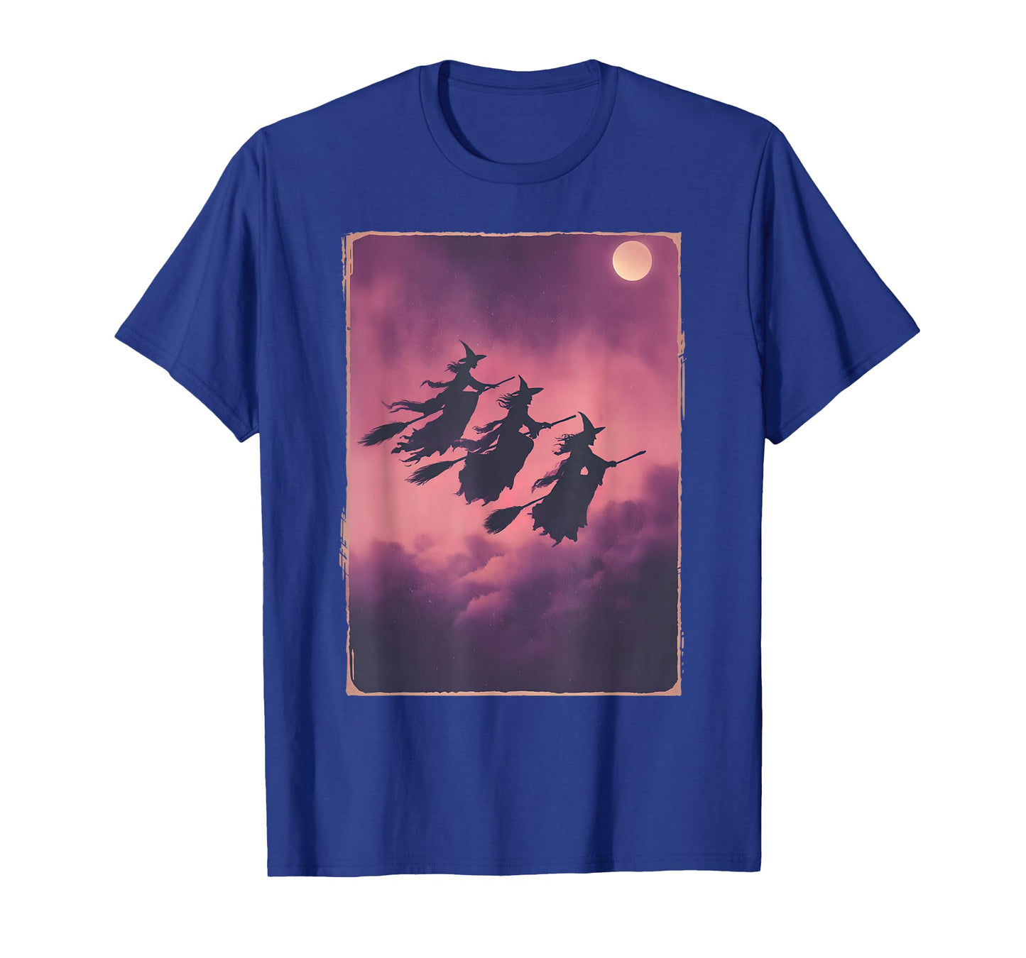 Three Witches Riding Broom Wicca Witchy Witch Halloween T-Shirt
