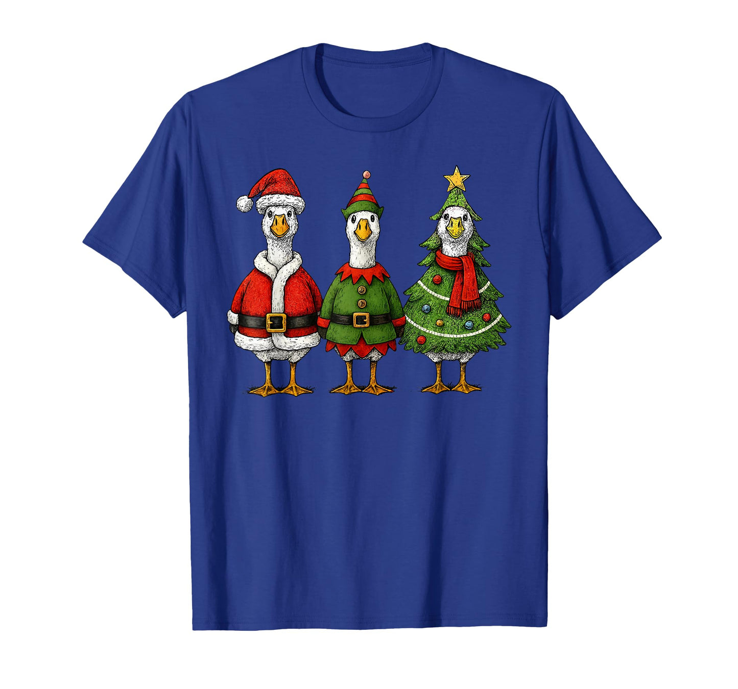 Merry Christmas Funny Goose Santa Squad Pajamas Xmas Holiday T-Shirt