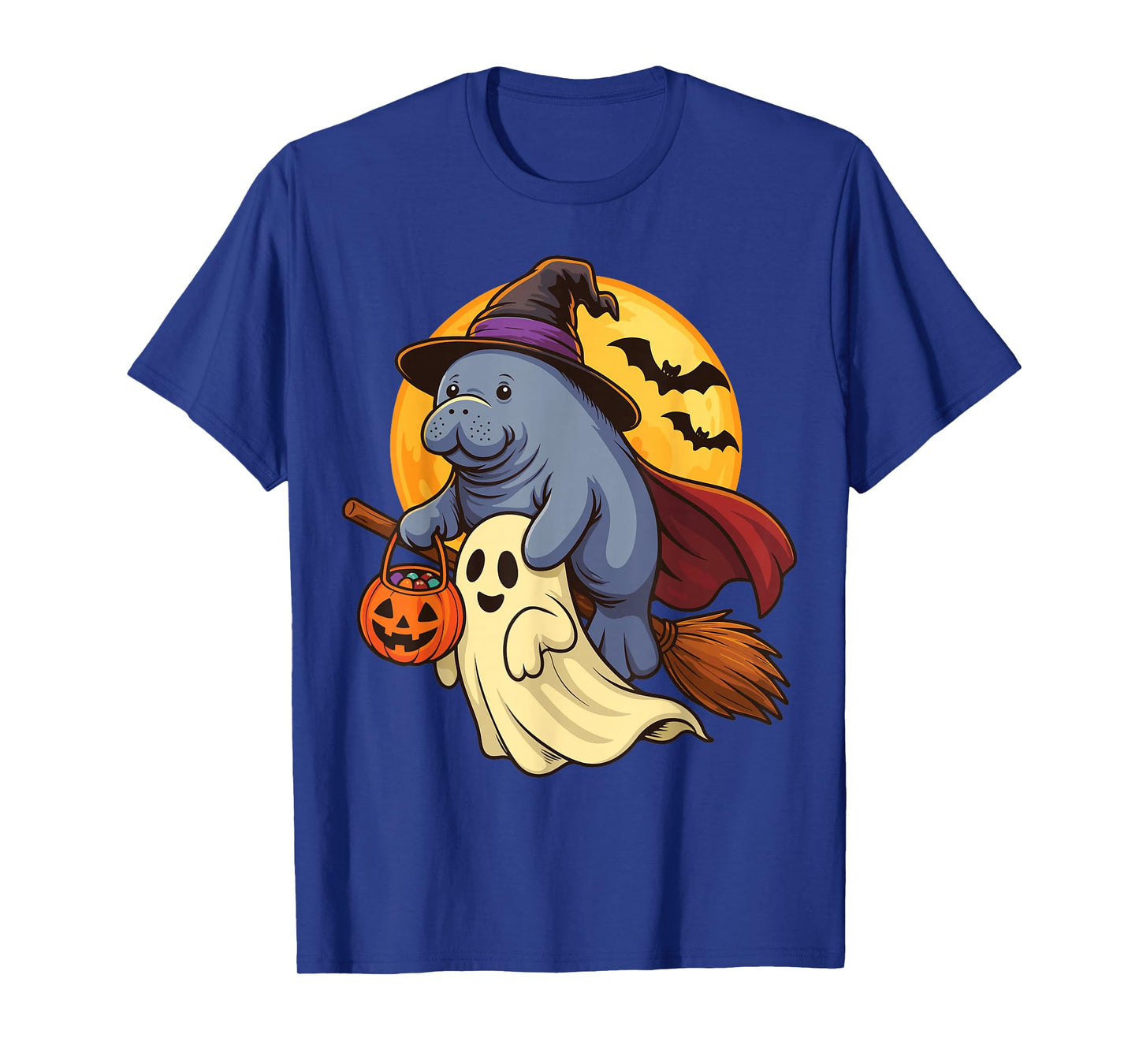 Manatee Witch Hat Pumpkin Halloween Costume Men Women Kids T-Shirt