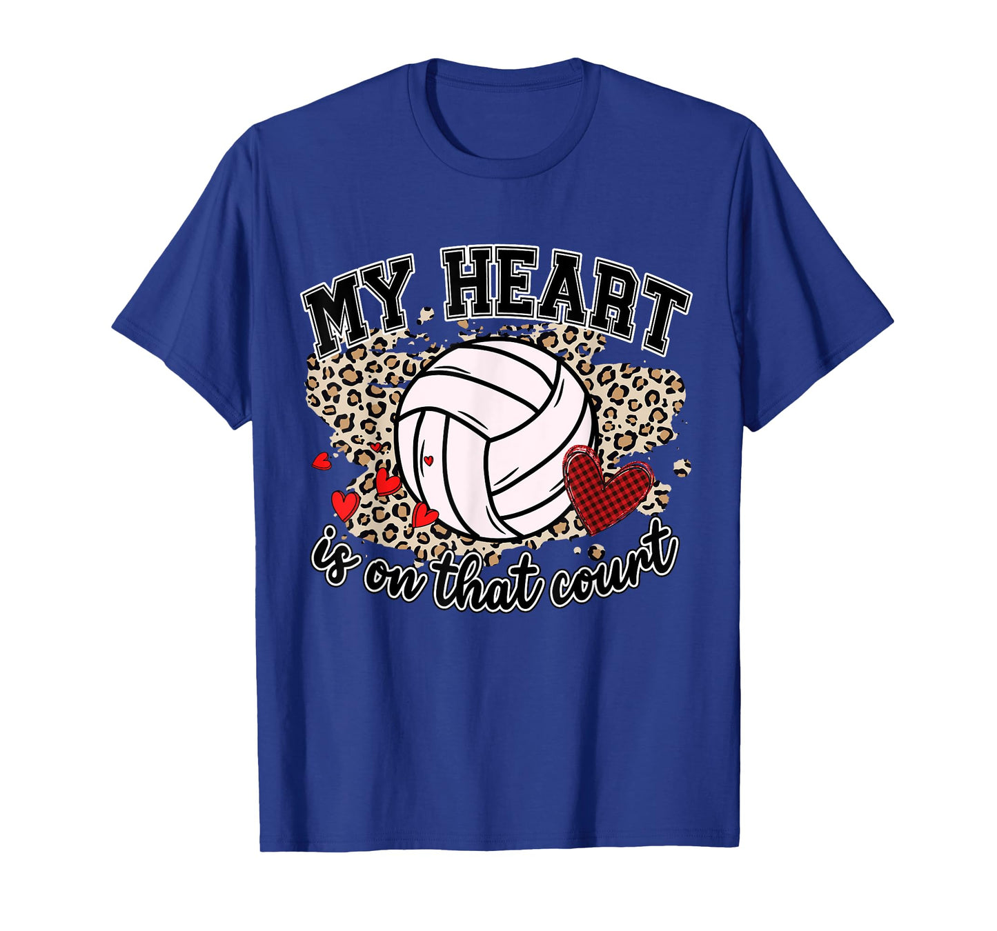 Leopard Volleyball Player My Heart's On That Court Game Day T-Shirt
