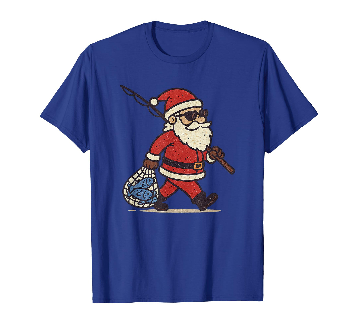 Santa Fishing Christmas Vintage Fish Funny Xmas T-Shirt