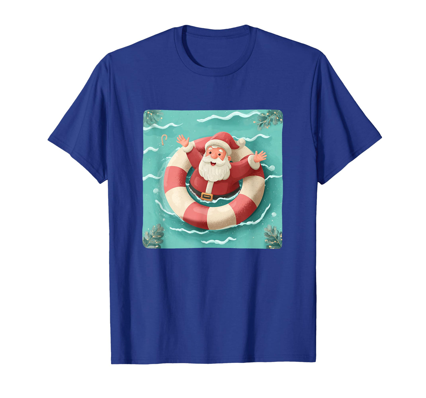 Pretty Santa Pool Party with Ring for Vacation Lovers T-Shirt