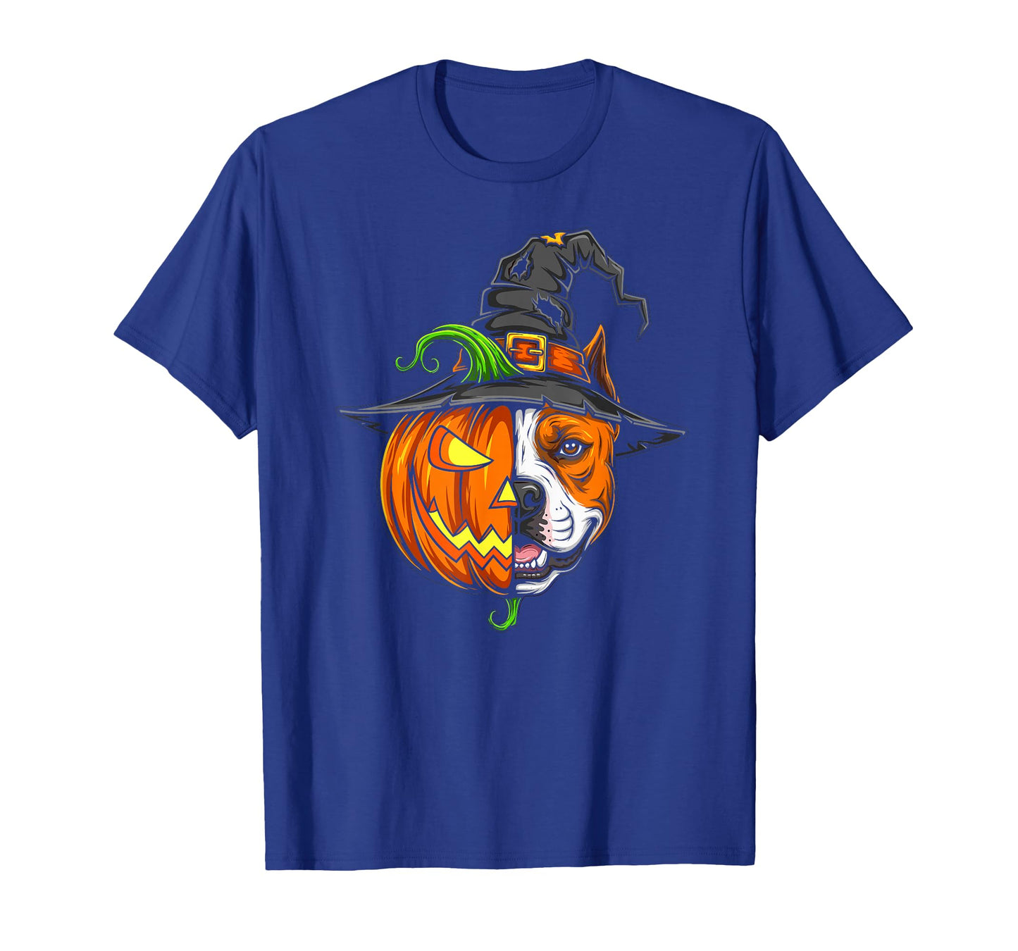 American Staffordshire Terrier Pumpkin Halloween Mens Womens T-Shirt