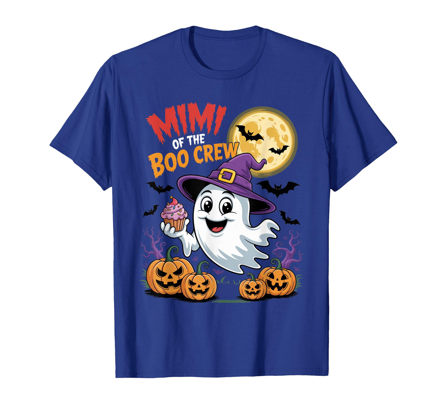 Mimi of The Boo Crew Ghost Halloween Bats Cupcake Pumpkins T-Shirt