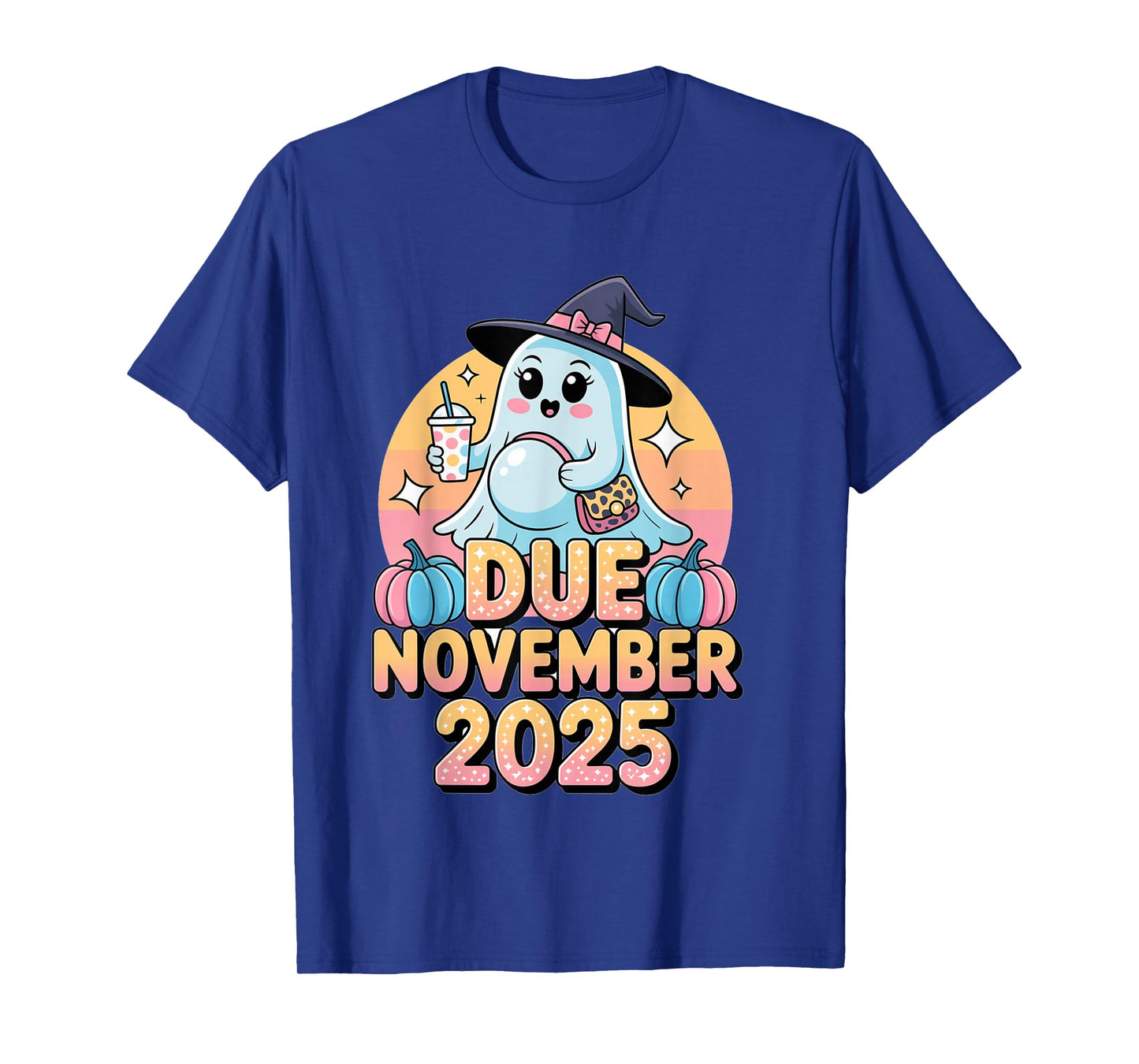 Halloween Pregnant Due November 2025 Mama Ghost Baby Mom T-Shirt