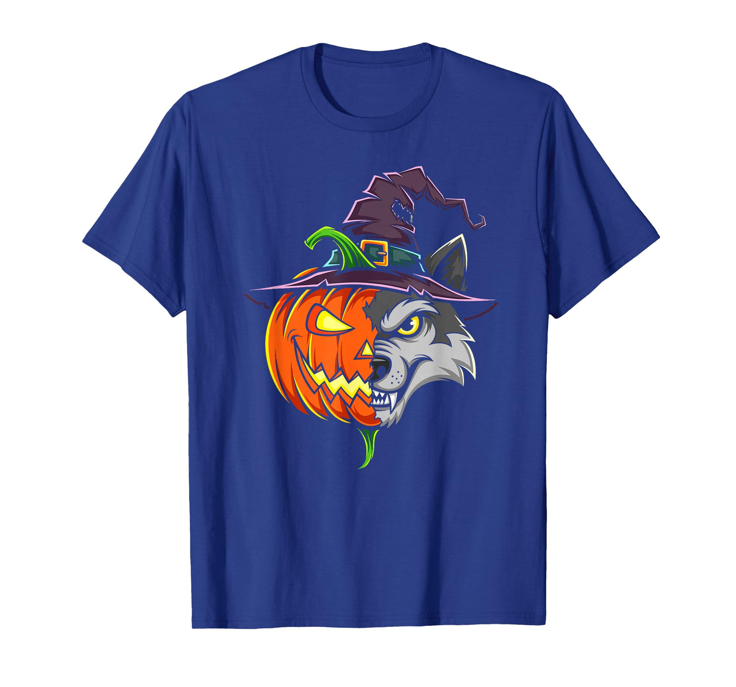 Wolf Pumpkin Jack O Lantern Halloween Kids Mens Womens T-Shirt