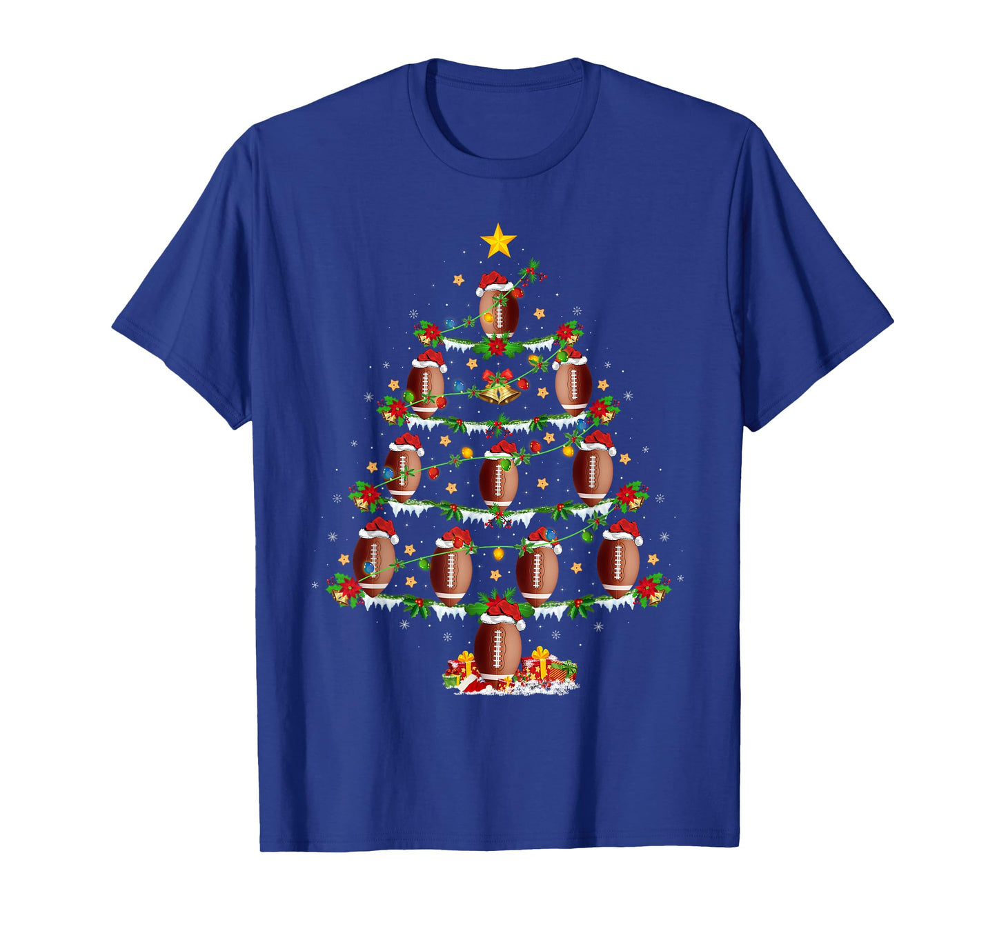 Football Christmas Tree Lights Sports Player Xmas T-Shirt