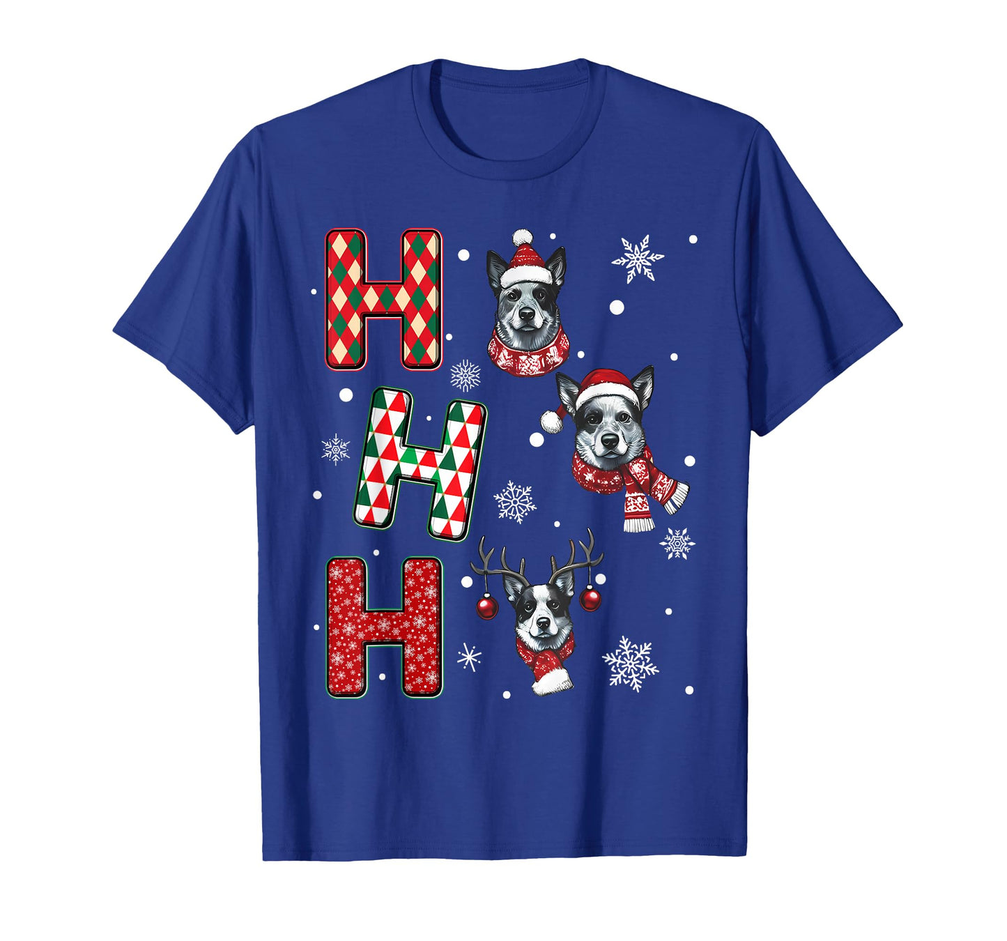 Ho Ho Ho Blue Heeler Dog Matching Christmas Santa Elf Xmas T-Shirt