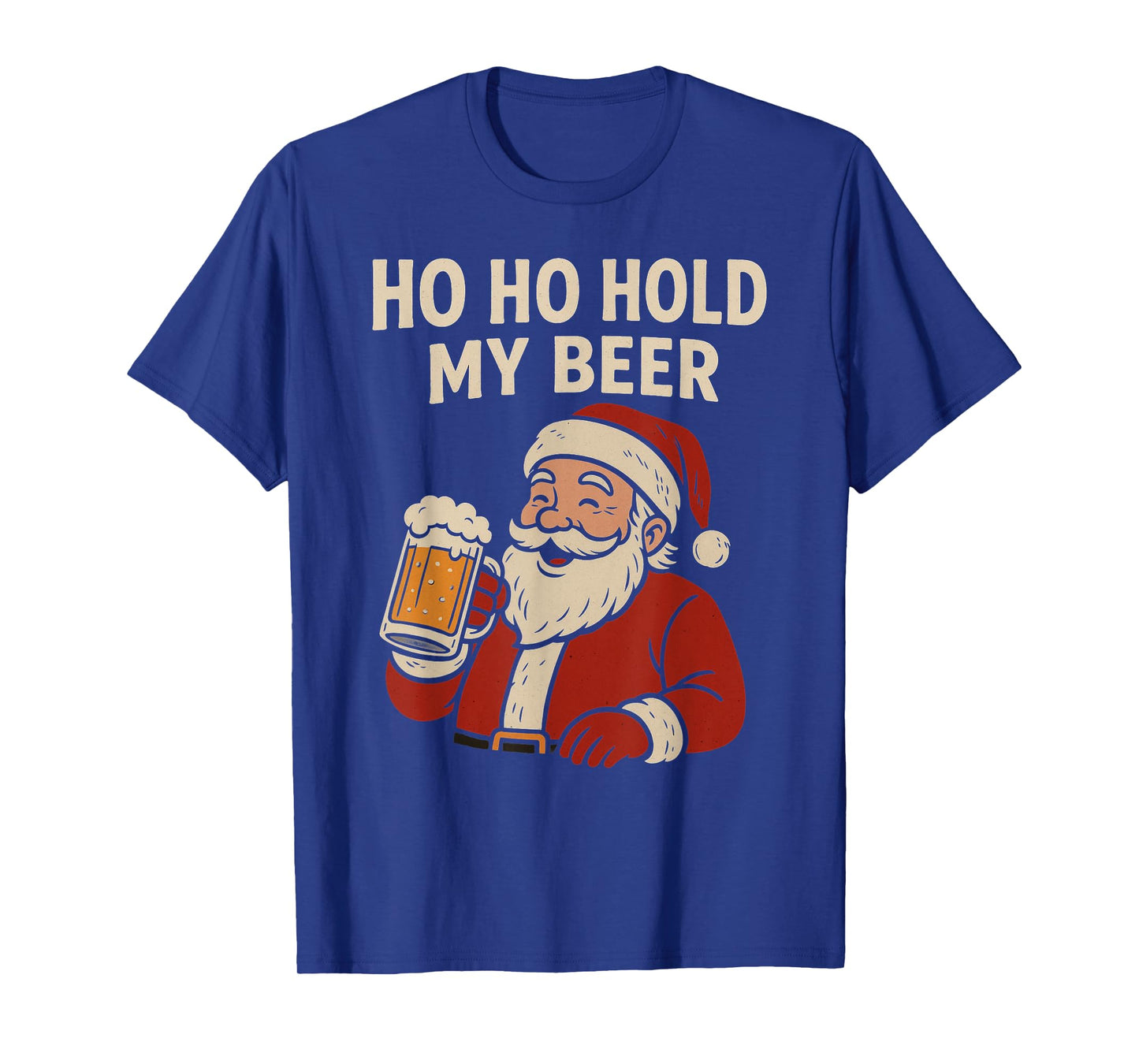Funny Tropical Santa with Beer –Ho Ho Hold My Beer Christmas T-Shirt