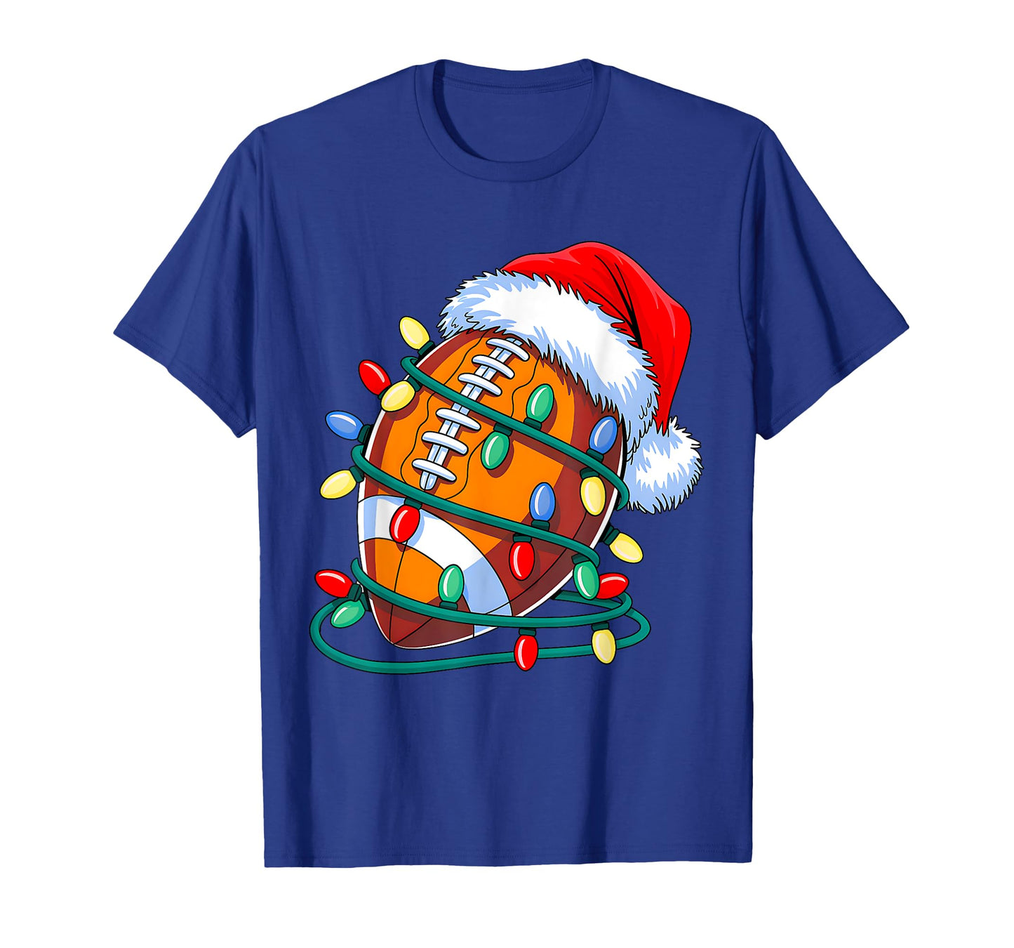 Football Ball Santa Hat Christmas Football Xmas Lights T-Shirt