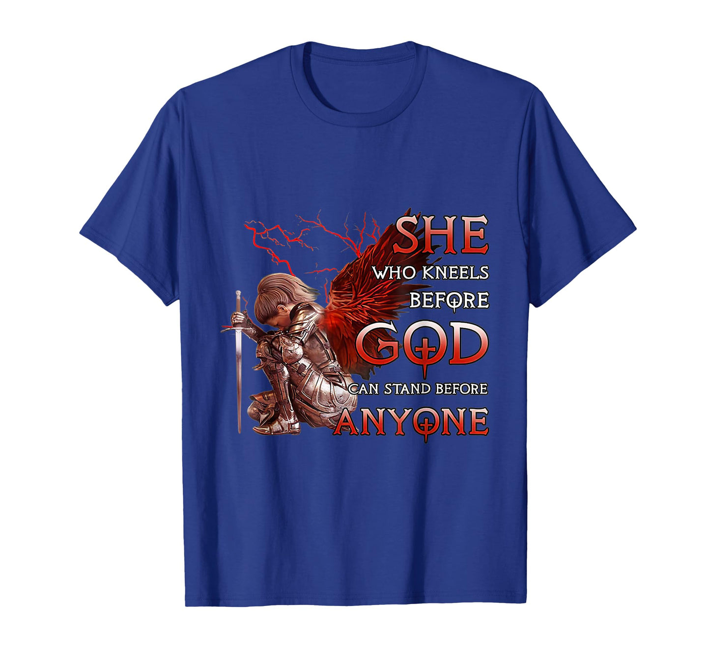 She Who Kneels Before God Can Stand Before Anyone Christian T-Shirt