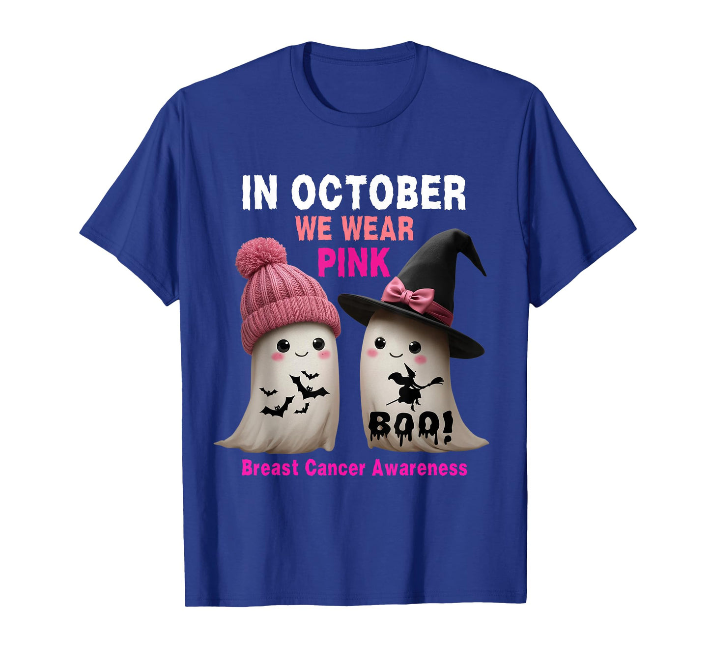 Women Breast Cancer Cute Ghosts in October Wear Pink Boo T-Shirt