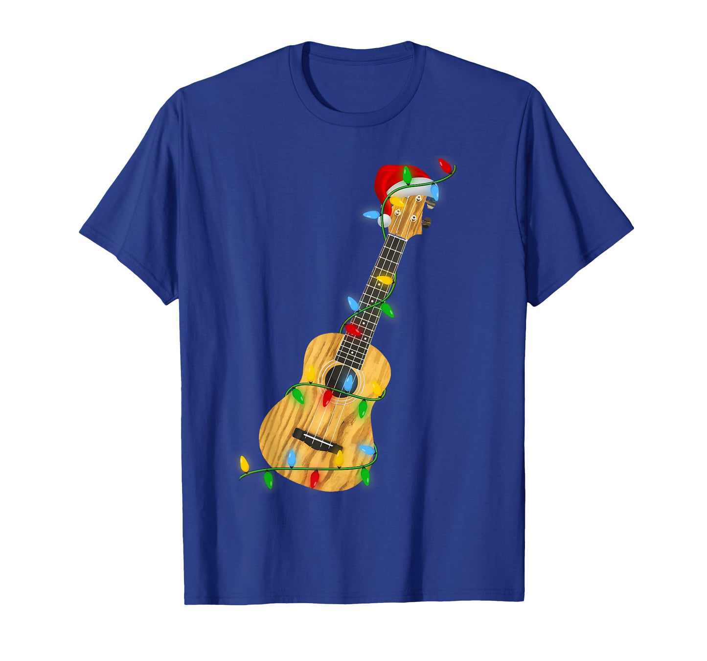 Ukulele Guitar Christmas Lights Funny Music Lover Xmas T-Shirt