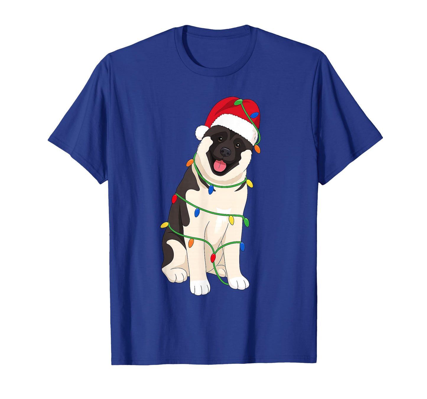 American Akita Christmas Tree Lights Holiday Dog Lover T-Shirt