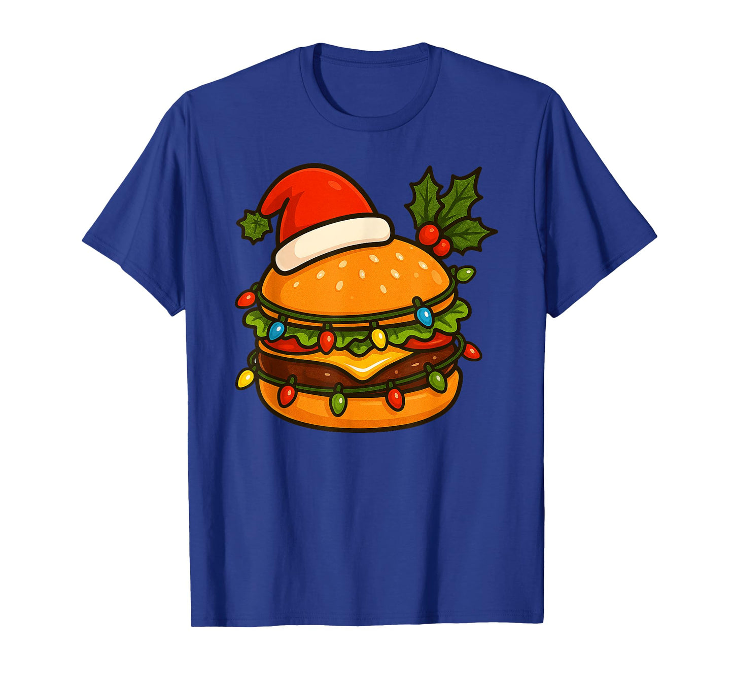Hamburger Merry Christmas Santa Hat Xmas Boys Girls Kids T-Shirt