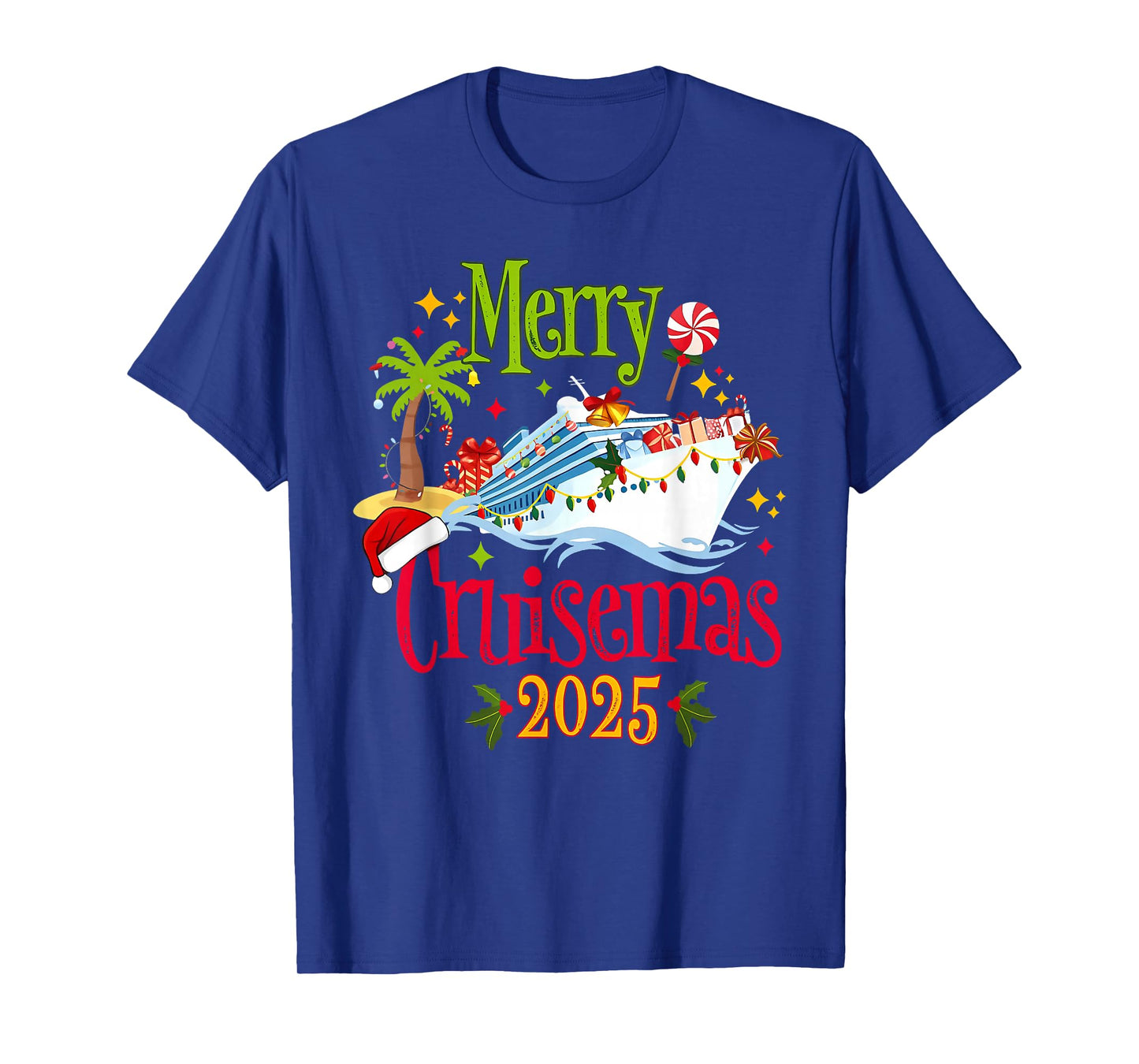 Merry Cruisemas 2025 Family Pajamas Cruise Lights Holiday T-Shirt
