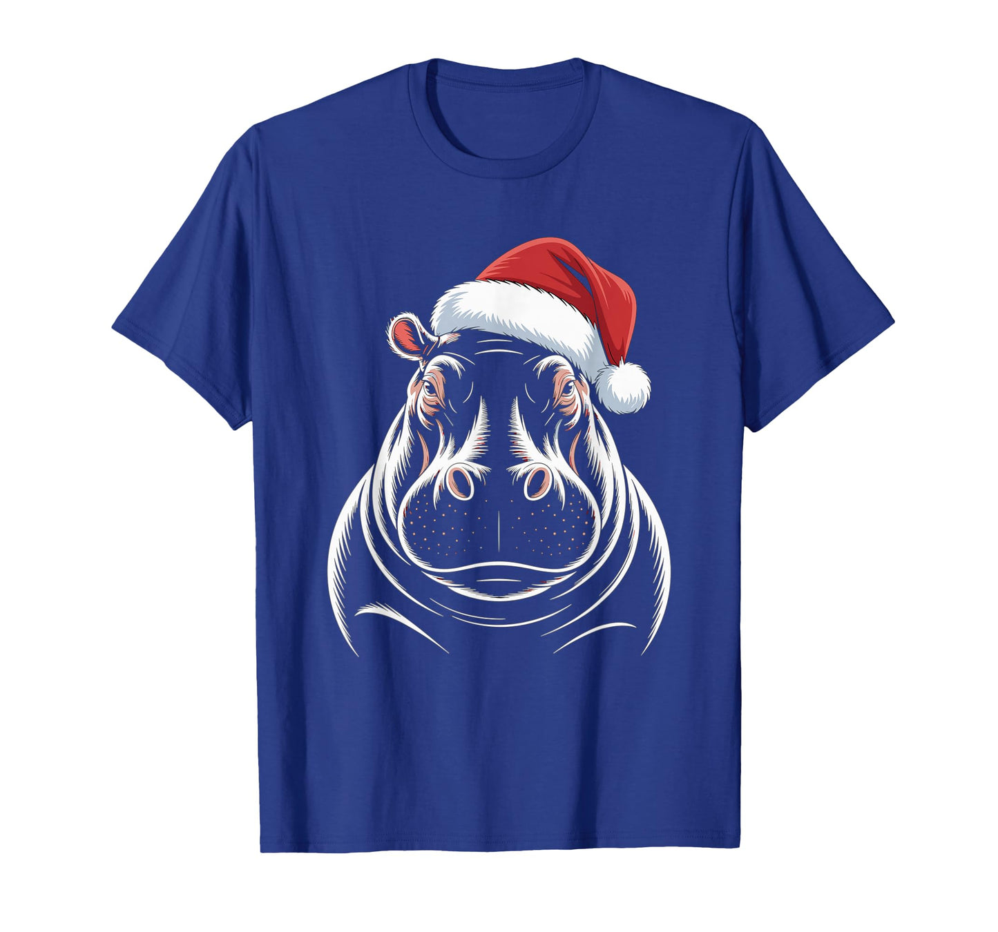 Hippopotamus Christmas Santa Hat Pajama Funny Hippo Xmas T-Shirt