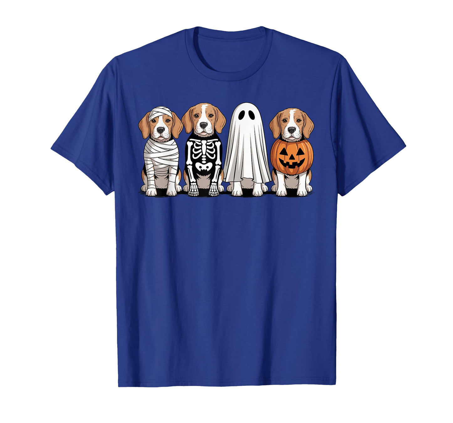 Spooky Ghost Beagle Pumpkin Halloween Dog Skeleton T-Shirt