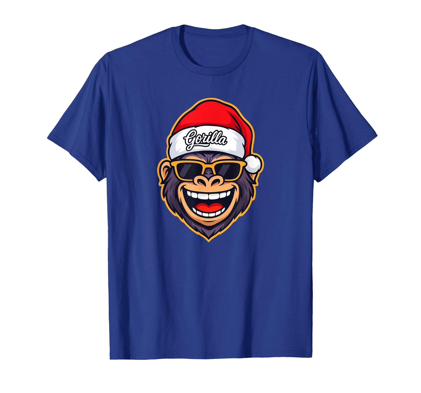 Funny Gorilla Christmas Santa Hat Sunglasses Holiday Xmas T-Shirt