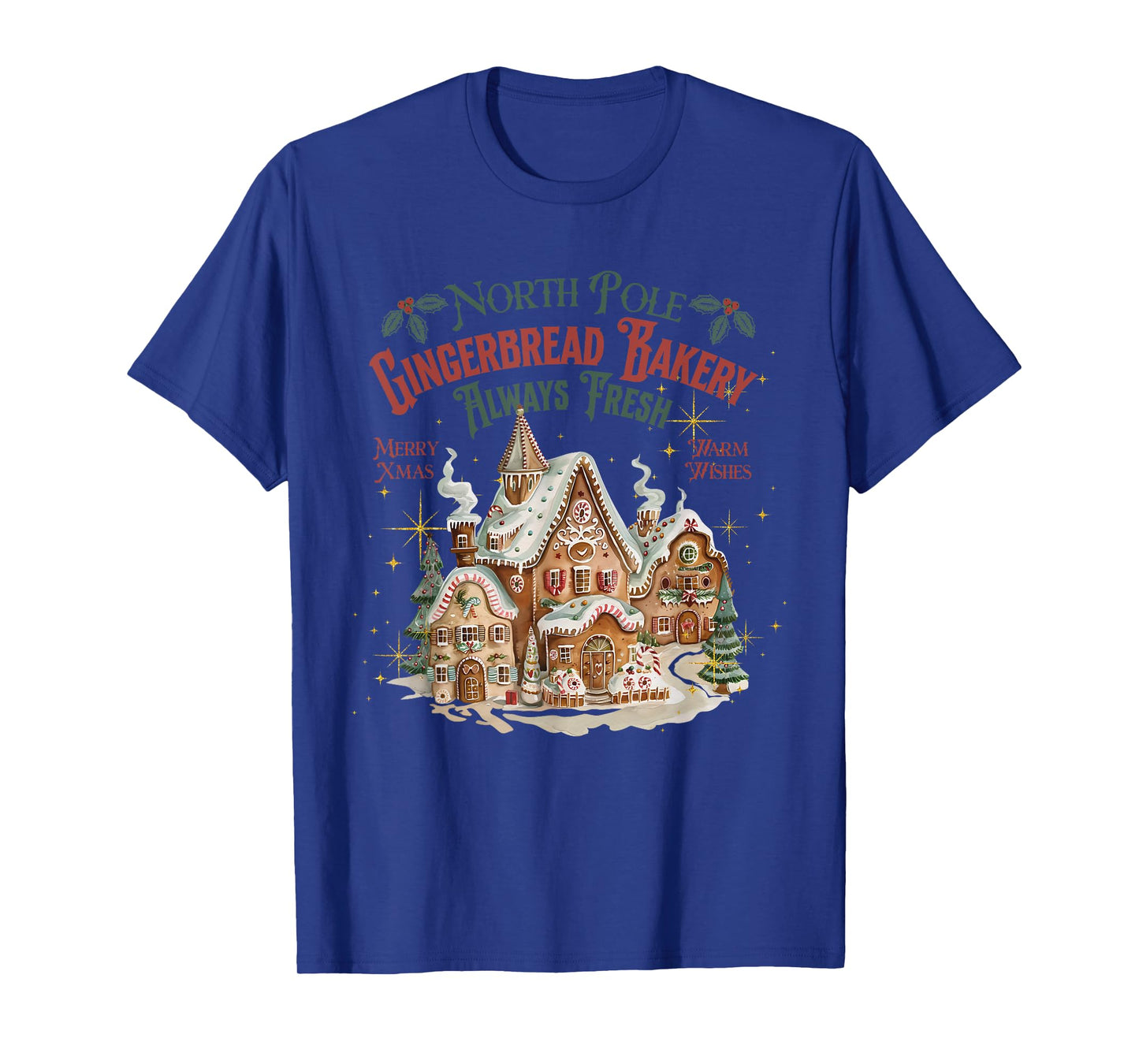 Retro Vintage North Pole Gingerbread Bakery Merry Christmas T-Shirt