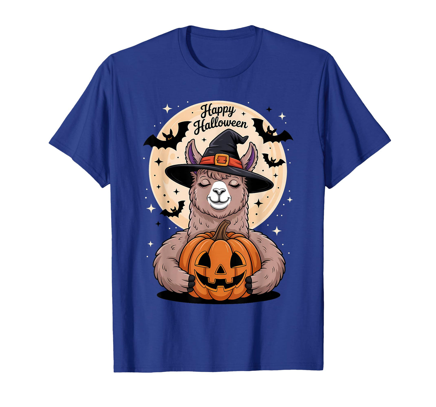 Halloween Llama Witch Hat Pumpkin Spooky T-Shirt