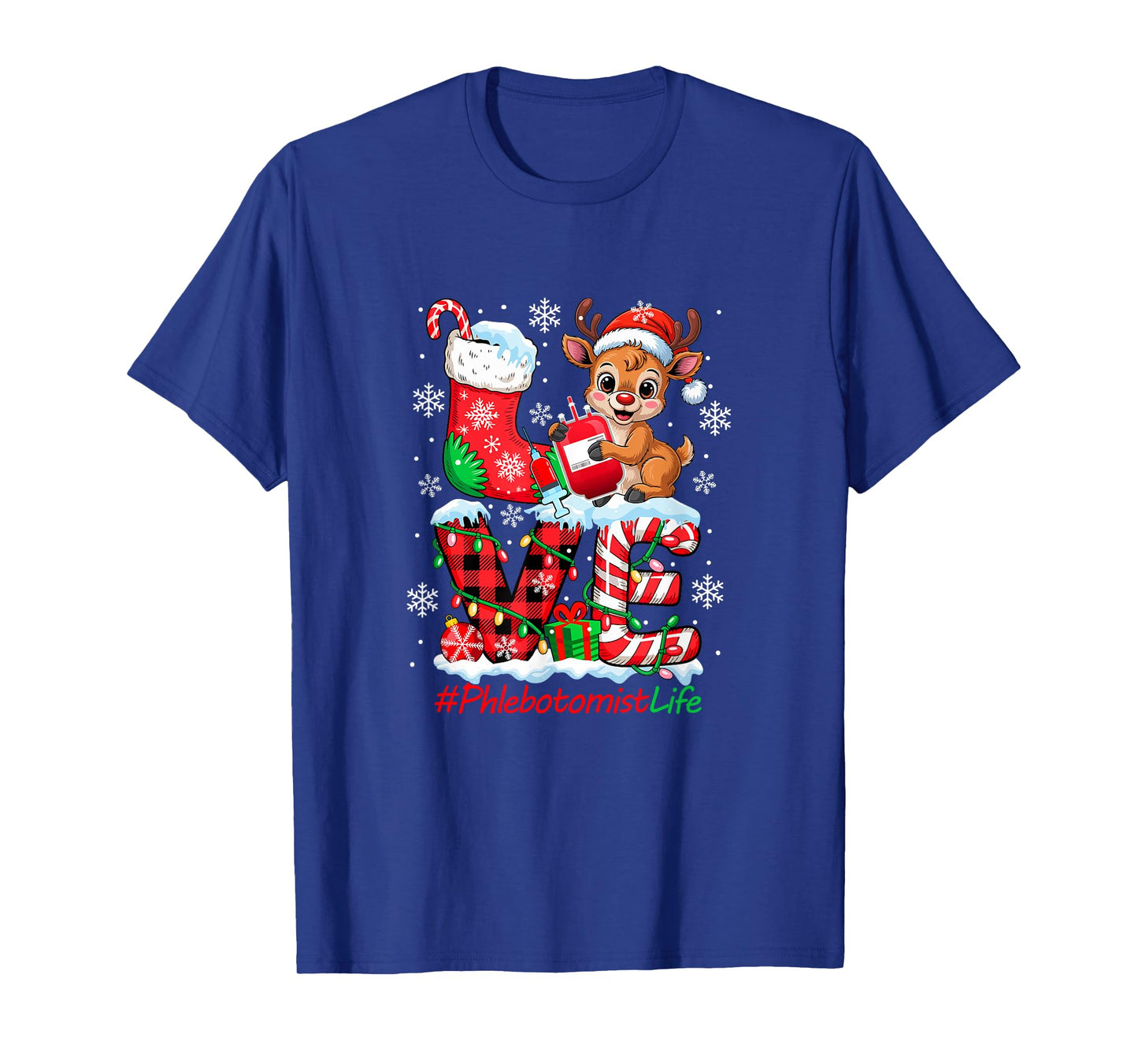 Love Phlebotomist Tools Christmas Santa Reindeer Job Team T-Shirt
