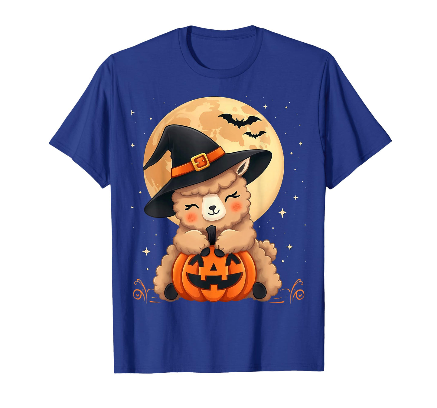 Halloween Alpaca Witch Hat Pumpkin Spooky T-Shirt