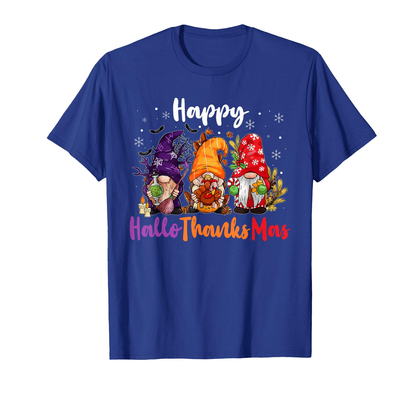 Happy Hallothanksmas Gnomes Lover Halloween Merry Christmas T-Shirt