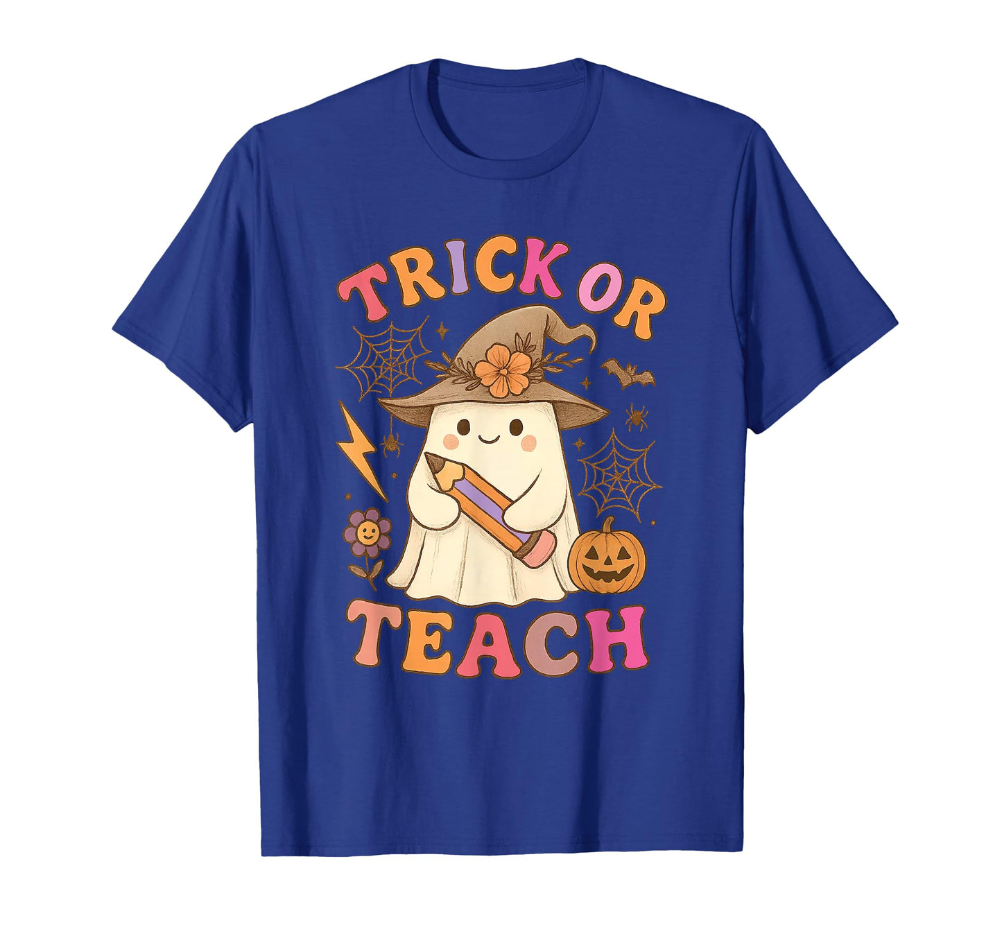 Trick or Teach Cute Witch Ghost Halloween Teacher T-Shirt
