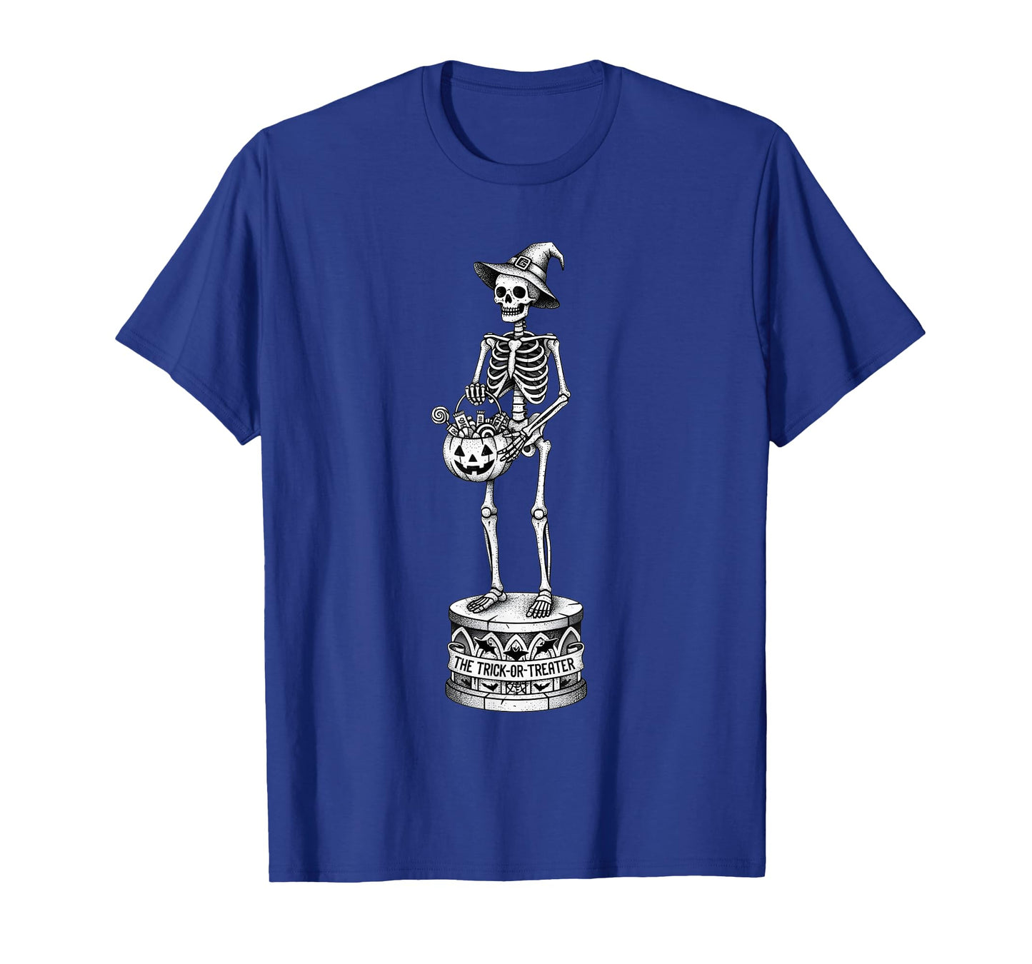 Skeleton Trick or Treater Halloween Witch Hat Pumpkin Candy T-Shirt
