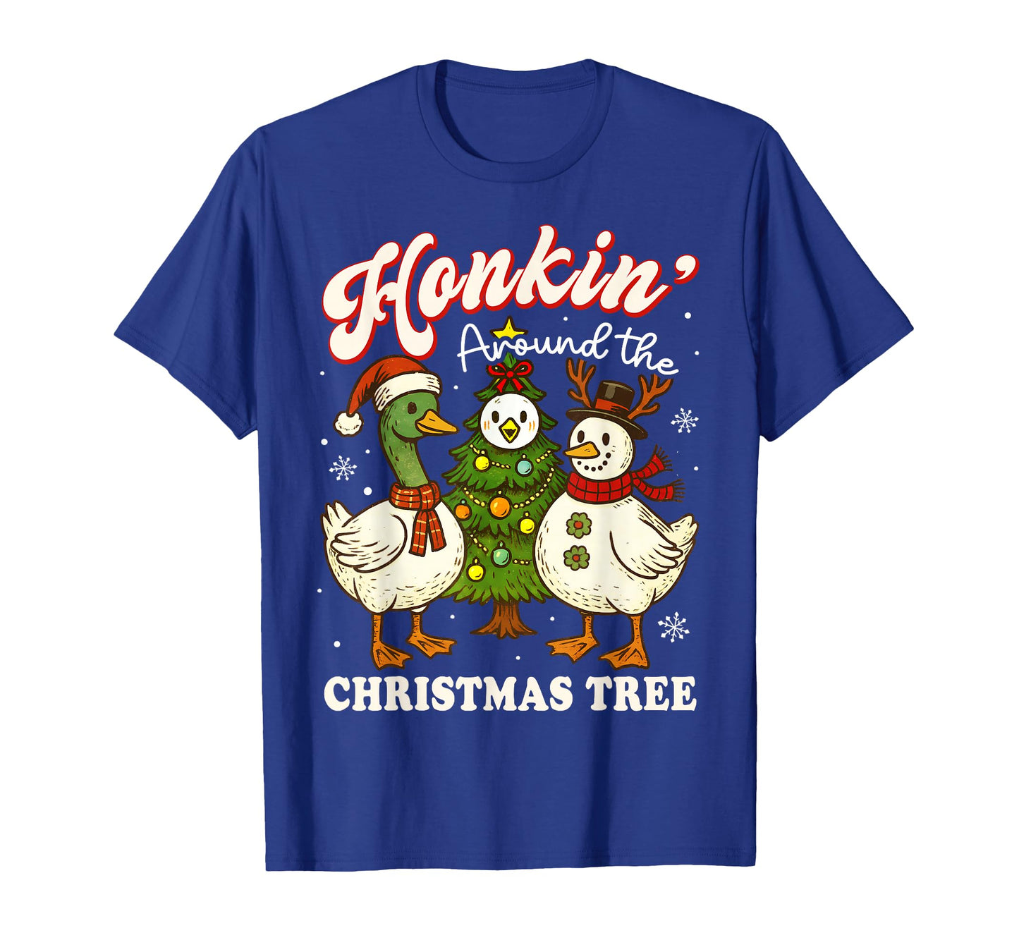 Funny Christmas Goose Honkin Around The Christmas Tree Xmas T-Shirt