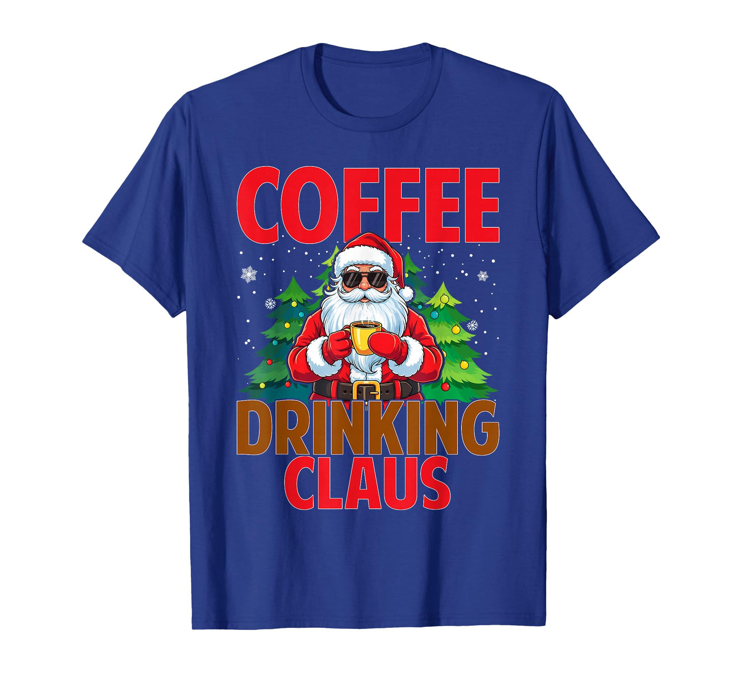 Coffee Drinking Santa Claus Christmas Matching Costume T-Shirt