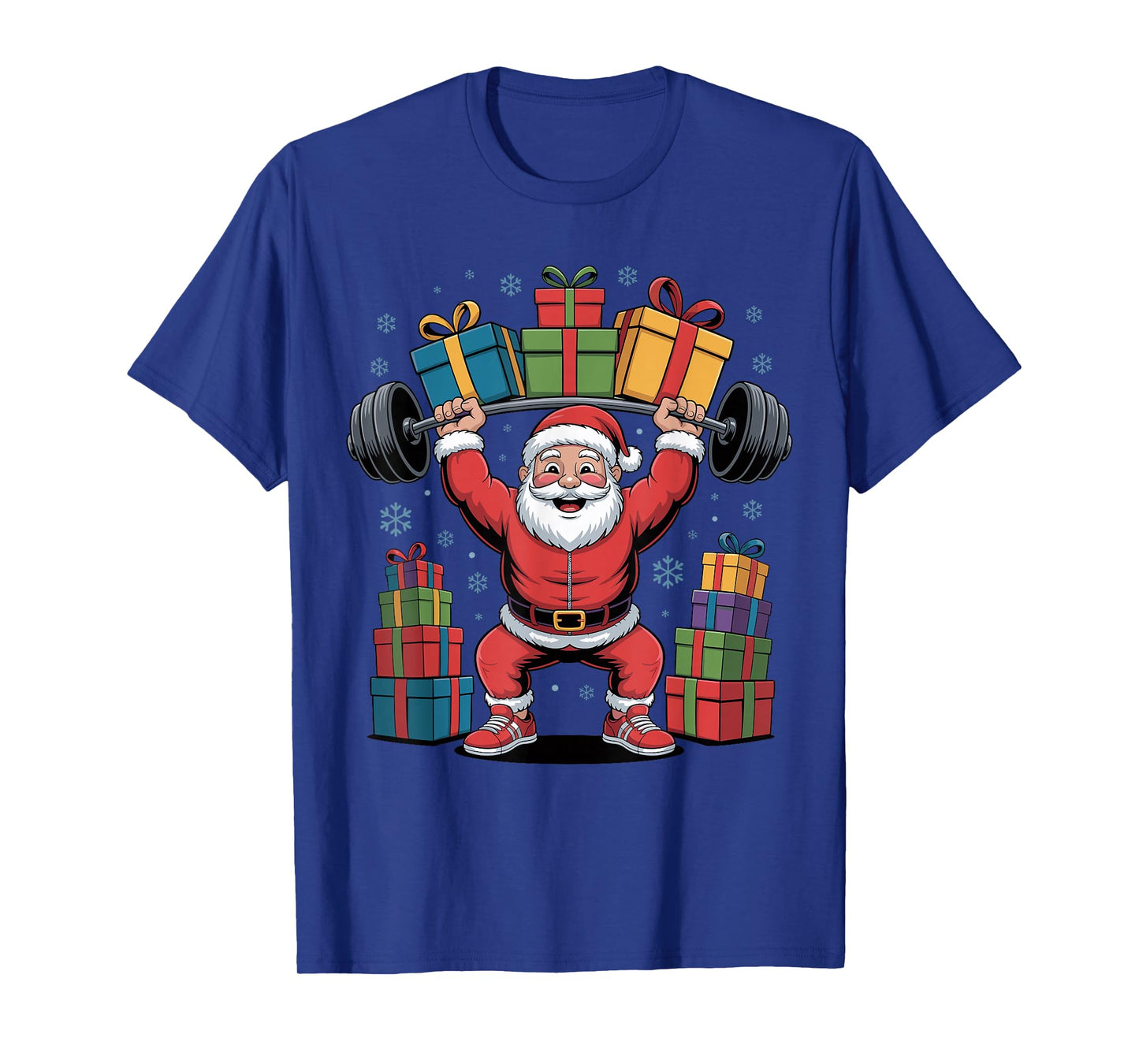 Santa Weightlifting Fitness Gym Training Christmas Pajama T-Shirt