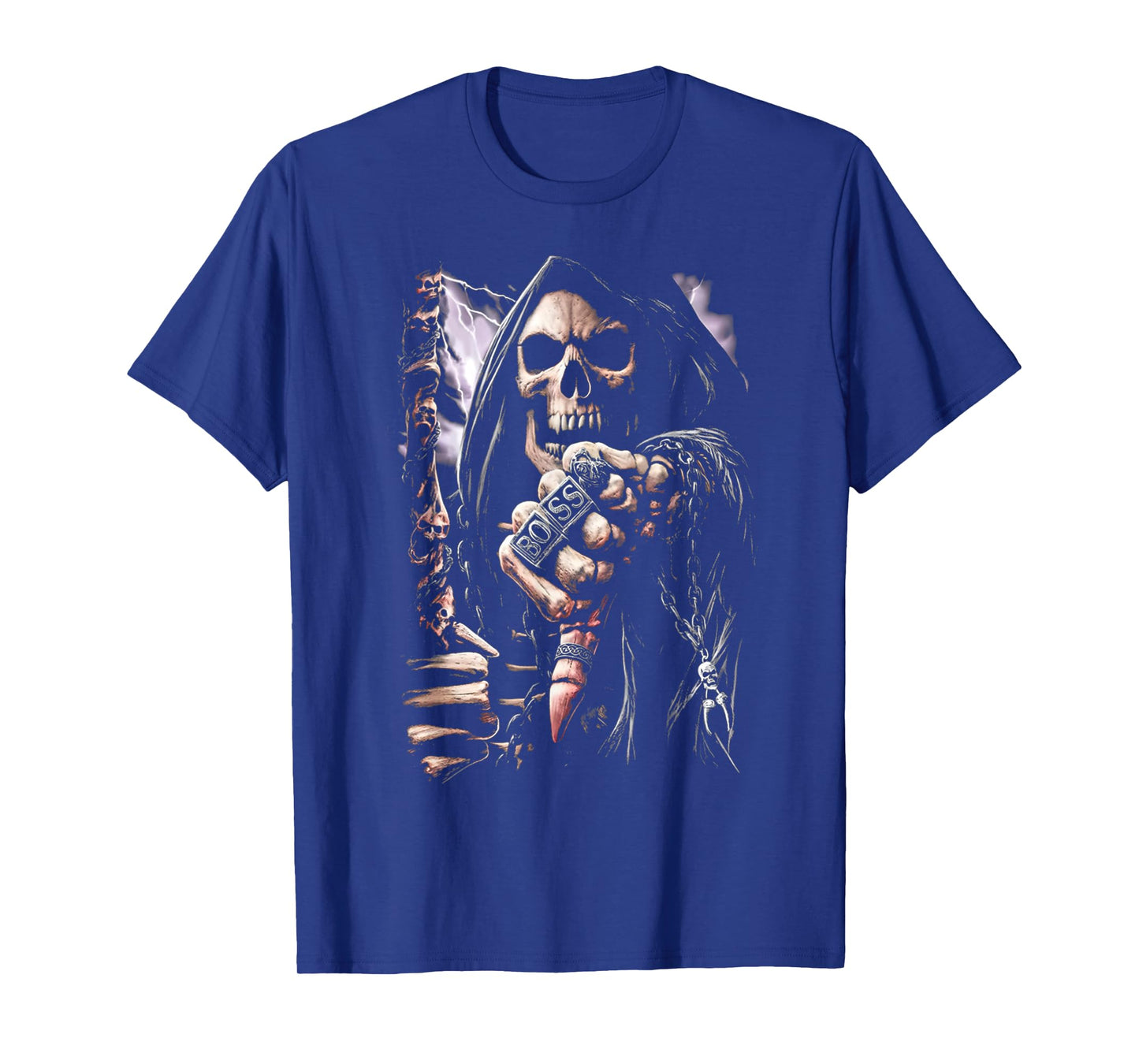 Scary Grim Reaper Boss Ring Death Skeleton Skull Halloween T-Shirt