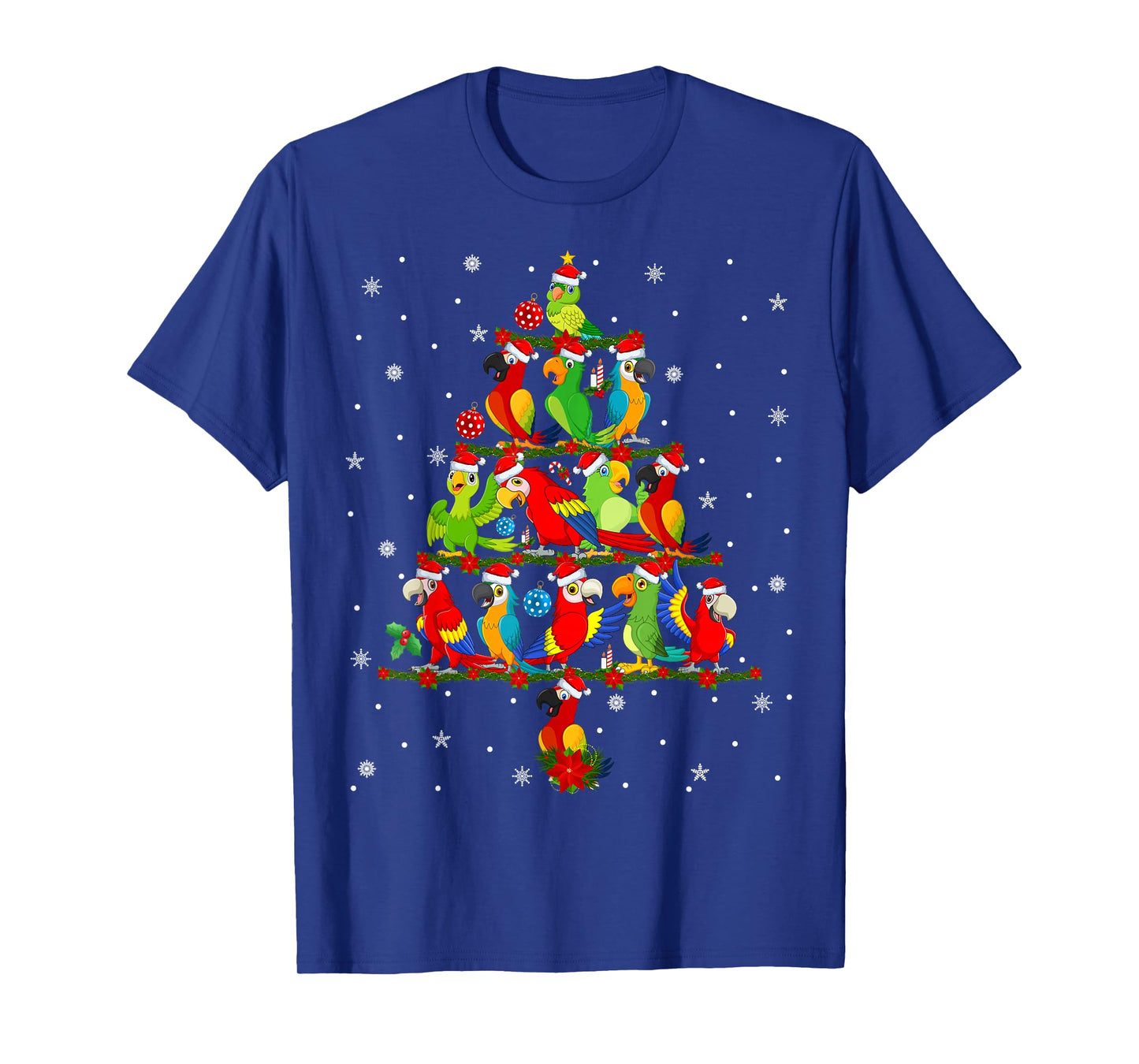 Macaw Parrots Xmas Tree Lights Tropical Birds Christmas T-Shirt
