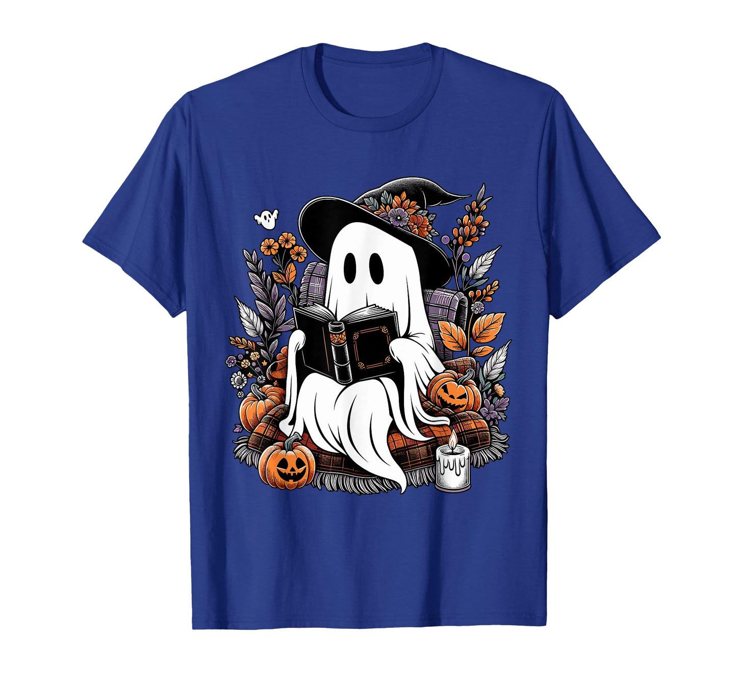 Ghost Reading Books Pumpkin Halloween T-Shirt