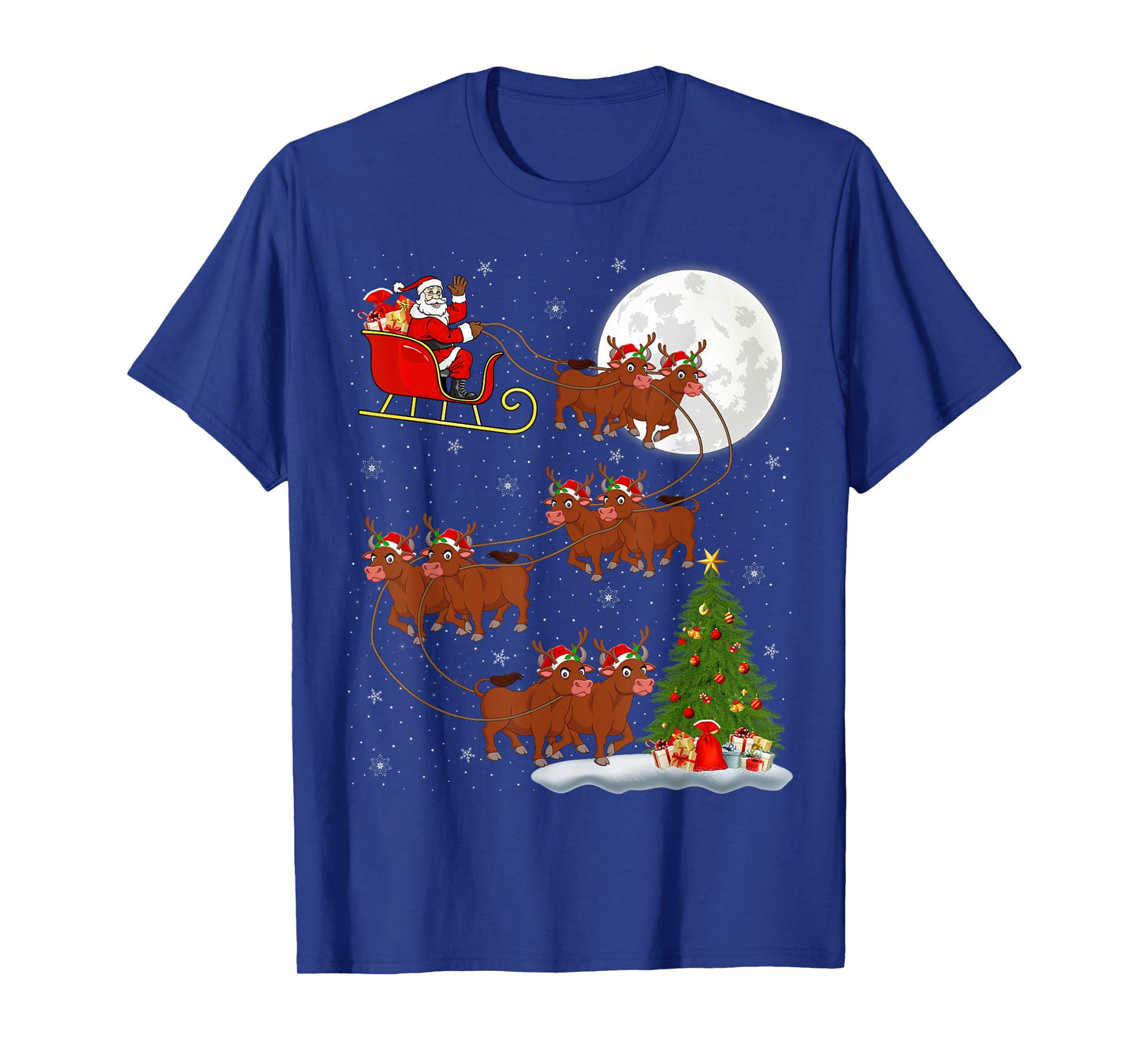 Buffalo Santa Sleigh Flying Funny Magical Christmas T-Shirt