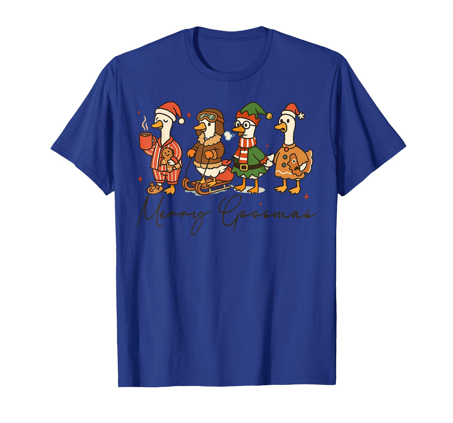 Retro Merry Goosmas Christmas Goose Animals Xmas Pajamas T-Shirt