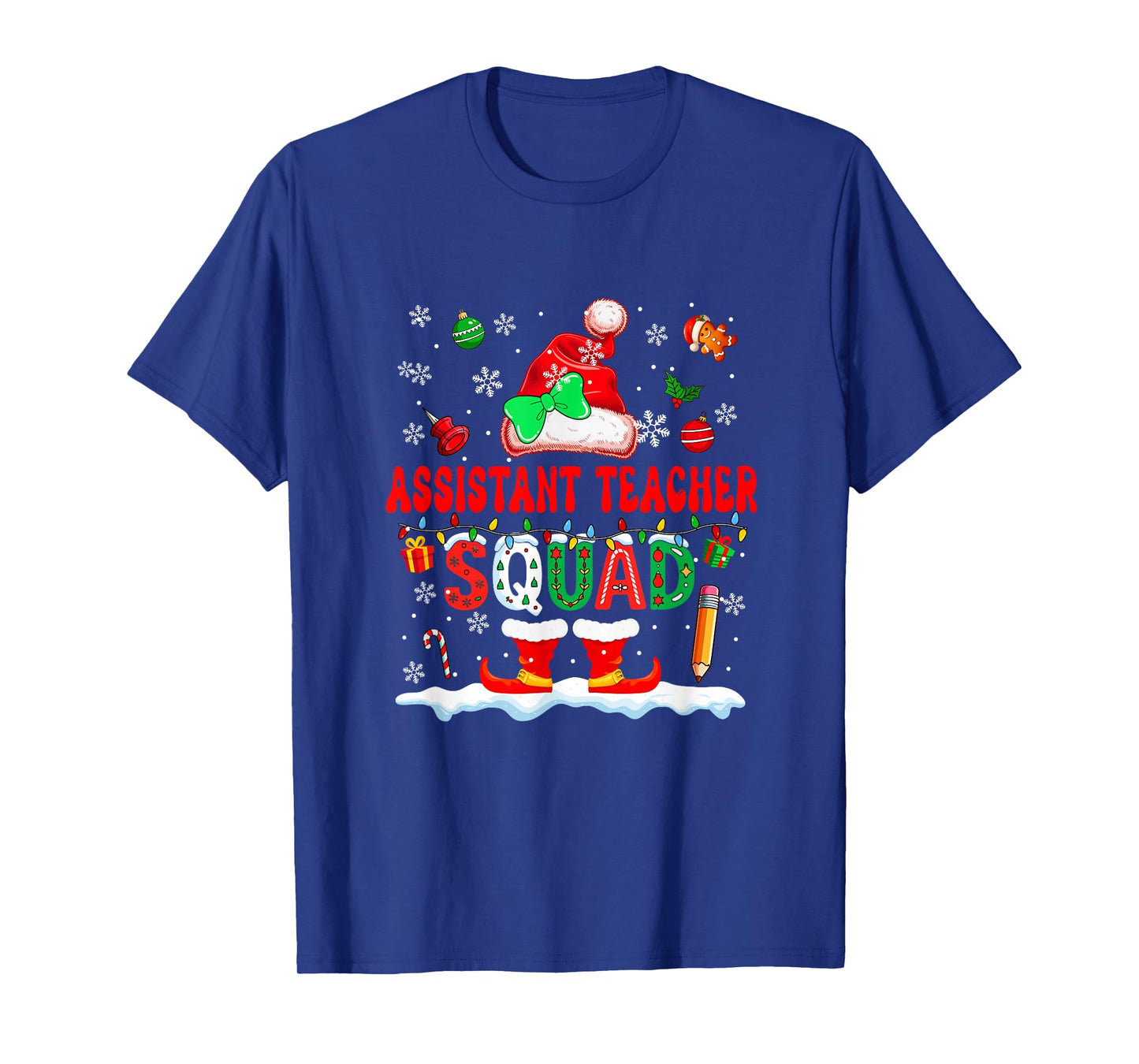 Assistant Teacher Squad Women Job Christmas Santa Bow Tie T-Shirt