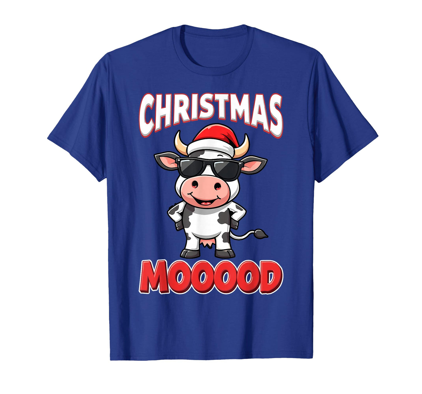 Christmas Moooood Farm Animals Cow Lover Christmas Santa Hat T-Shirt
