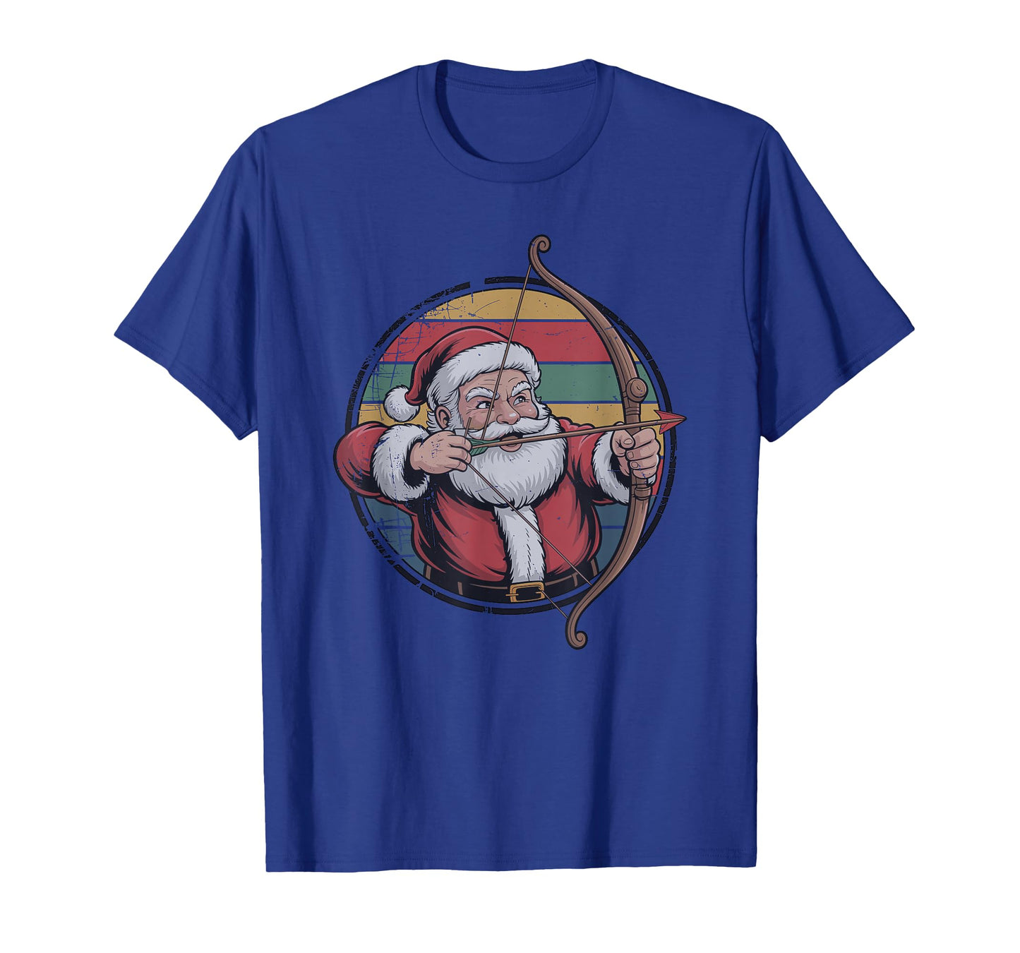 Retro Vintage Santa Playing Archery Christmas Holiday Sports T-Shirt