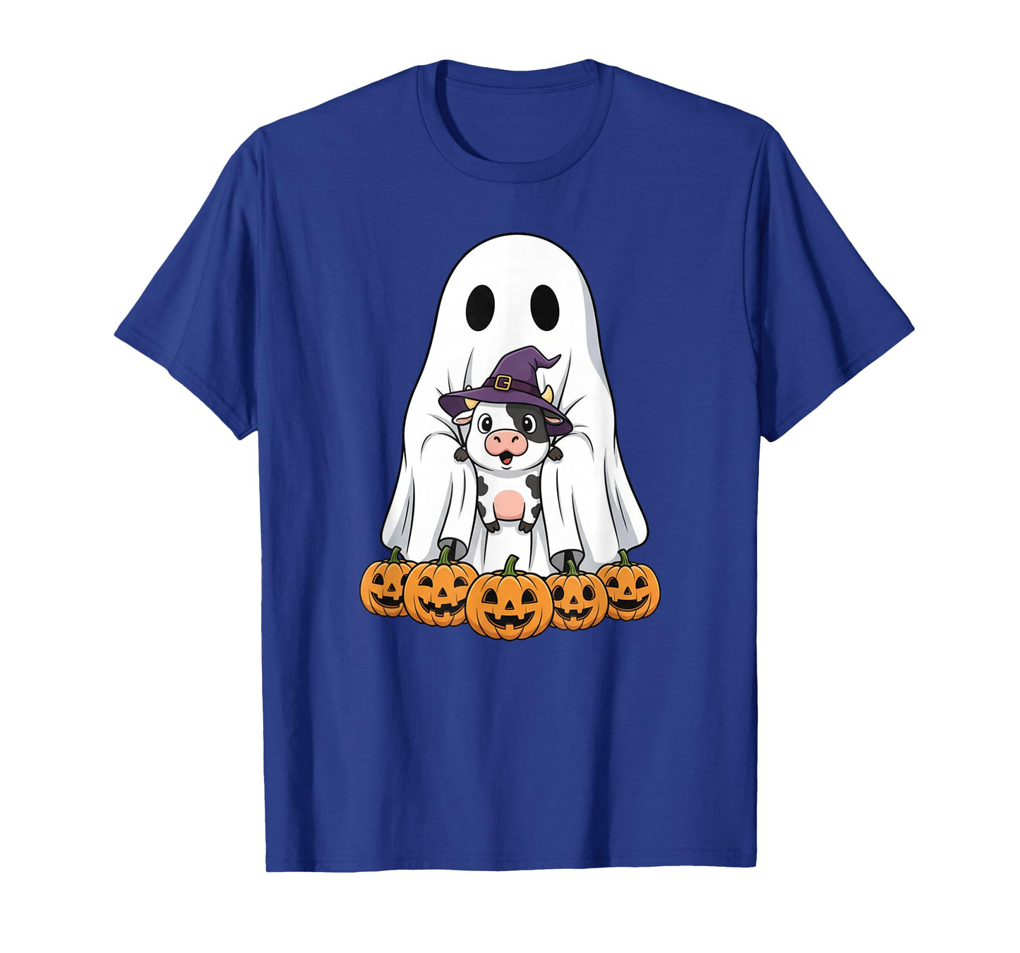 Funny Ghost Cow Pumpkin Halloween Kids Mens Womens T-Shirt
