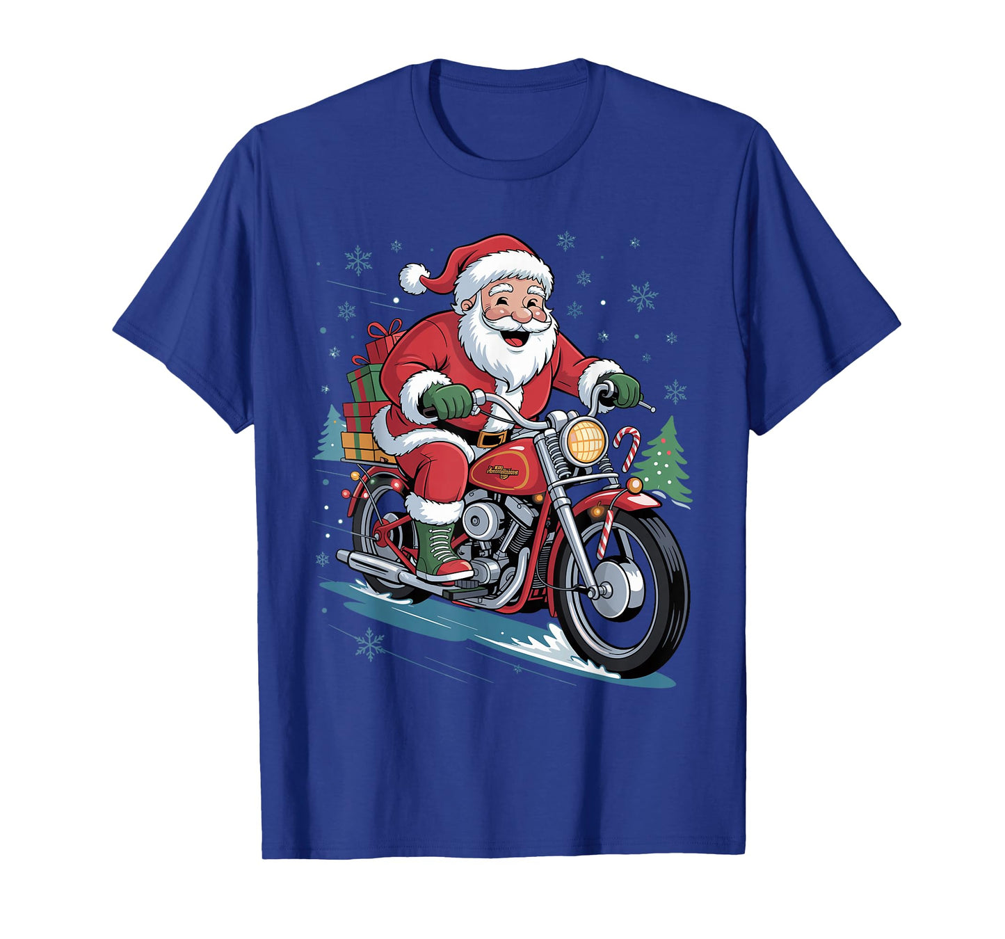 Funny Santa Riding Motorcycle Holiday Christmas Xmas Pajama T-Shirt
