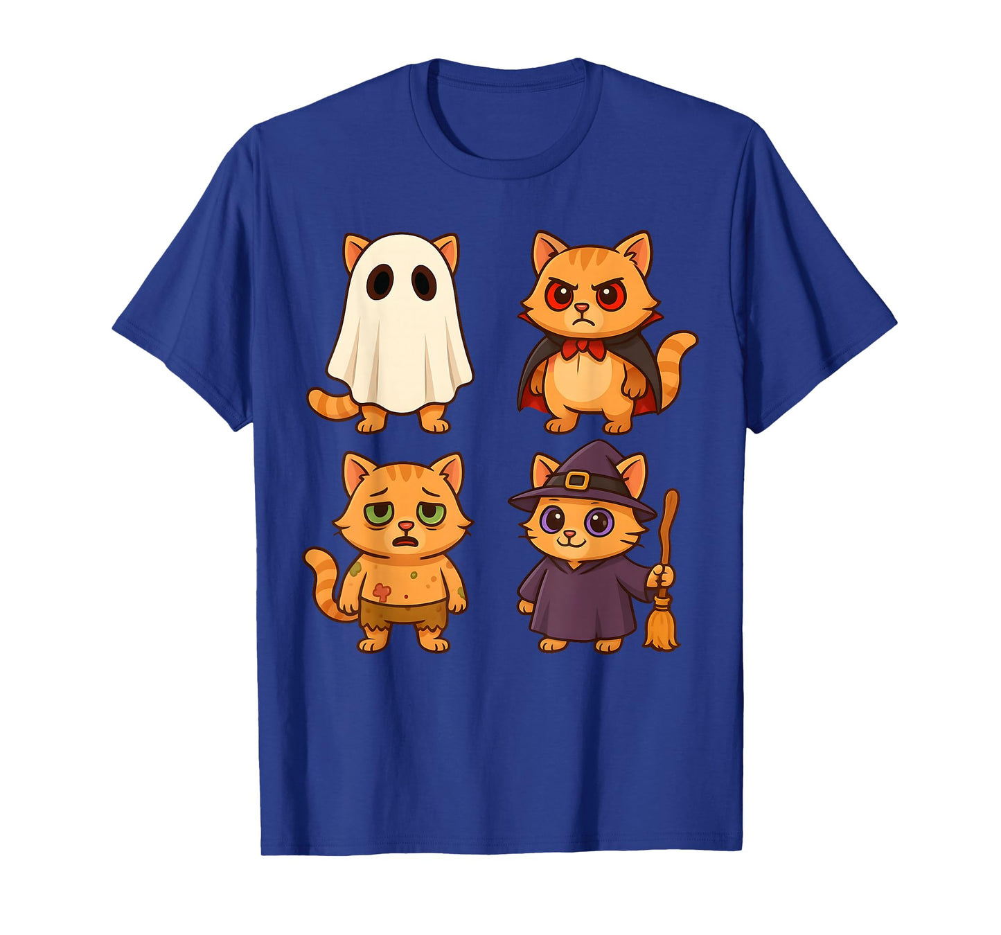 Funny Cat Ghost Witch Zombie Halloween Costume Boys Girls T-Shirt