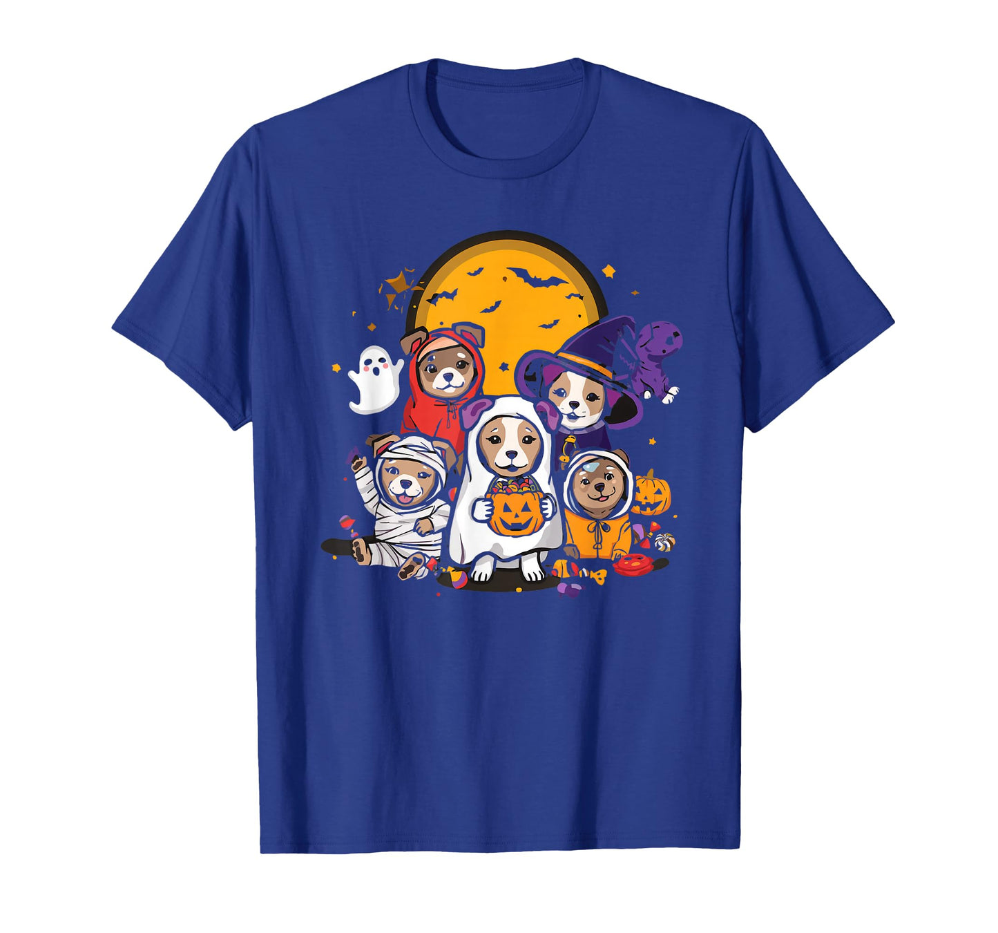 Cute Mummy Witch Ghost Halloween Dog Costume Men Women Kids T-Shirt