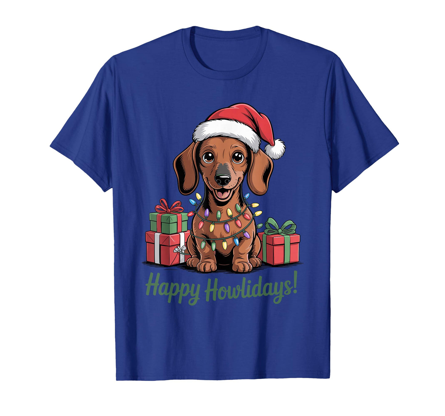 Cute Dachshund Santa Hat Christmas Xmas Dog Lovers Holiday T-Shirt
